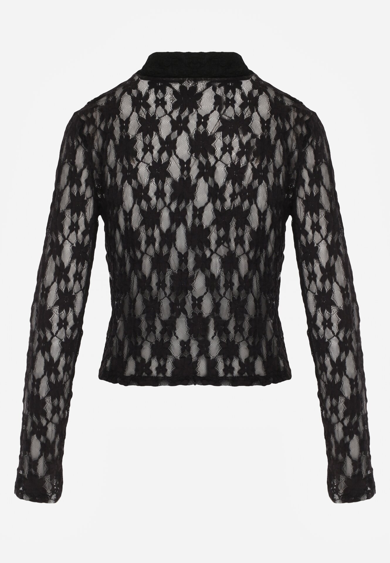 Czarna Koszula Ozdobiona Koronką Lanelv