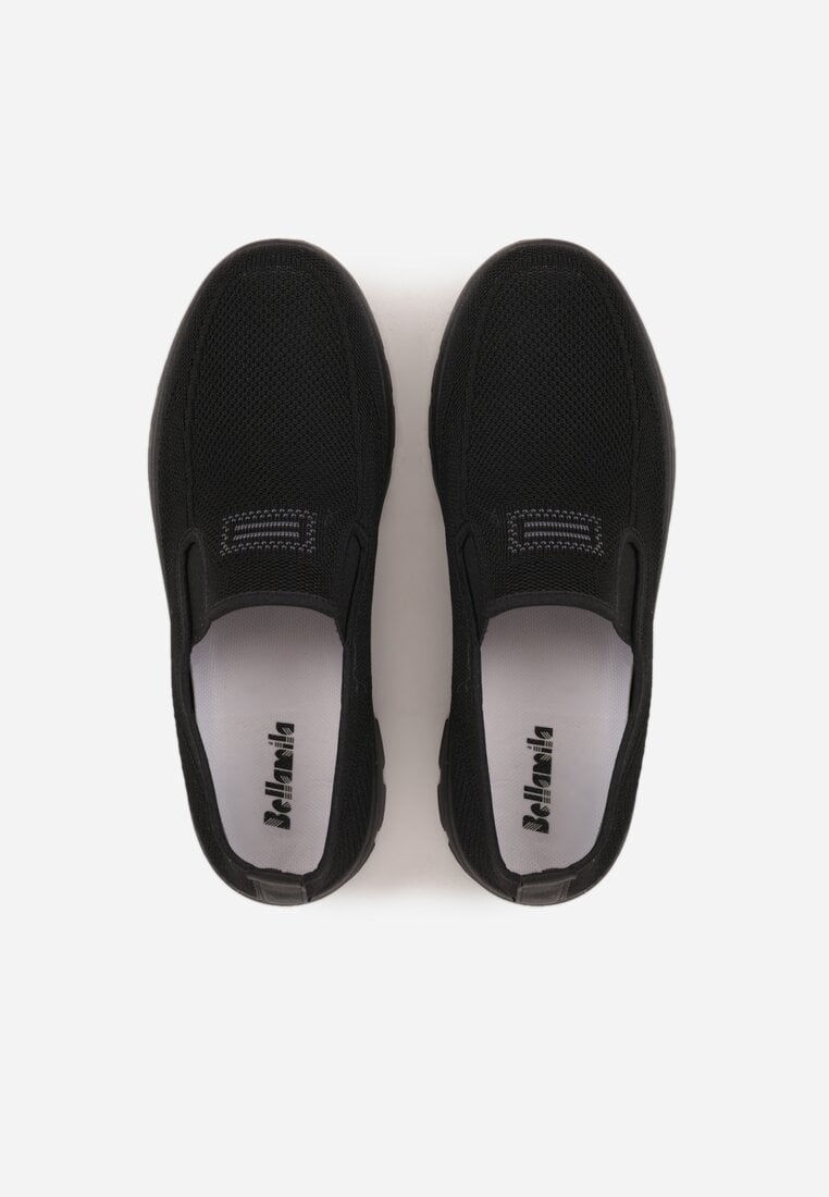 Czarne Wsuwane Buty Sportowe Sneakersy z Siateczki z Elastycznymi Wstawkami Aerero