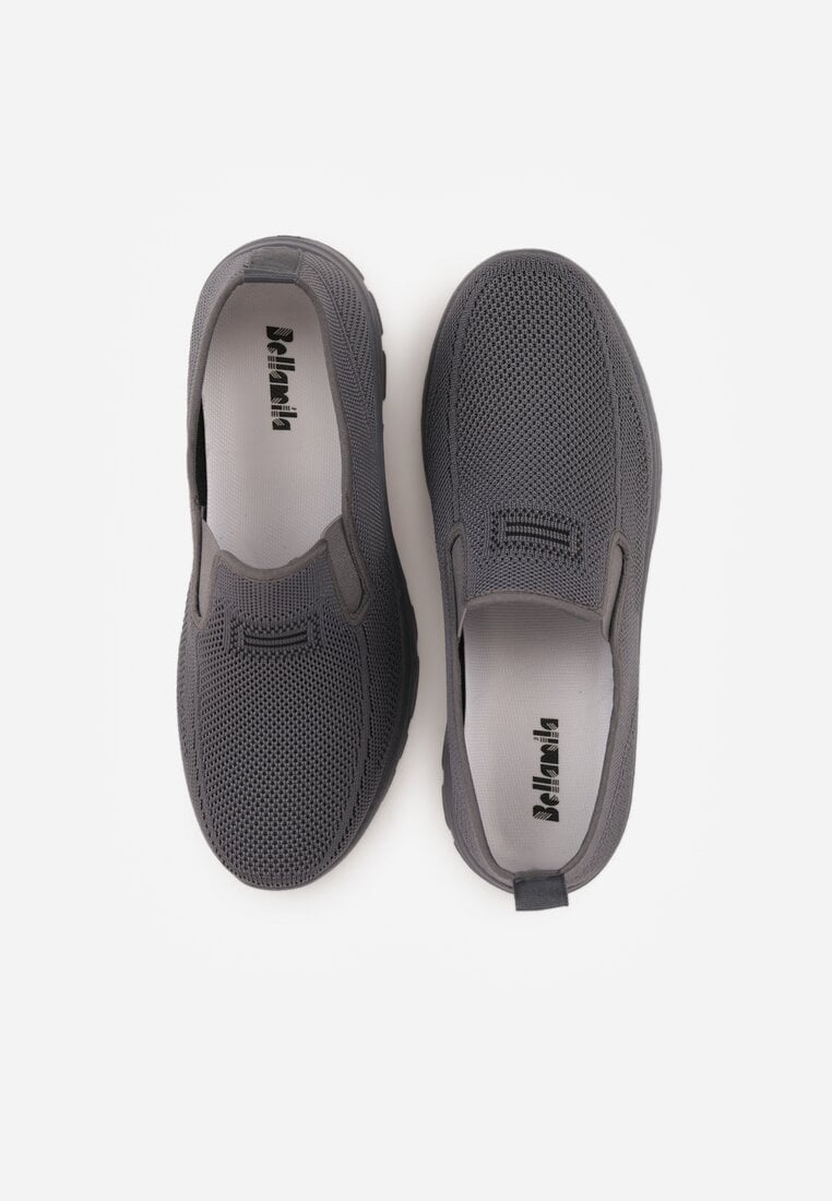 Szare Wsuwane Buty Sportowe Sneakersy z Siateczki z Elastycznymi Wstawkami Aerero