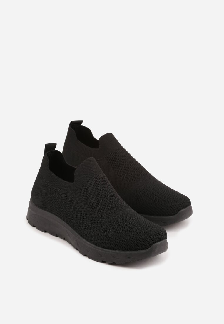 Czarne Siateczkowe Buty Sportowe Sneakersy o Wsuwanym Fasonie Abhold