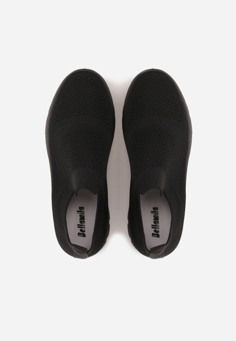 Czarne Siateczkowe Buty Sportowe Sneakersy o Wsuwanym Fasonie Abhold