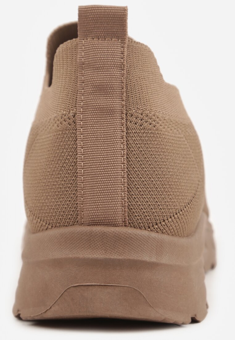 Ciemnobeżowe Siateczkowe Buty Sportowe Sneakersy o Wsuwanym Fasonie Abhold
