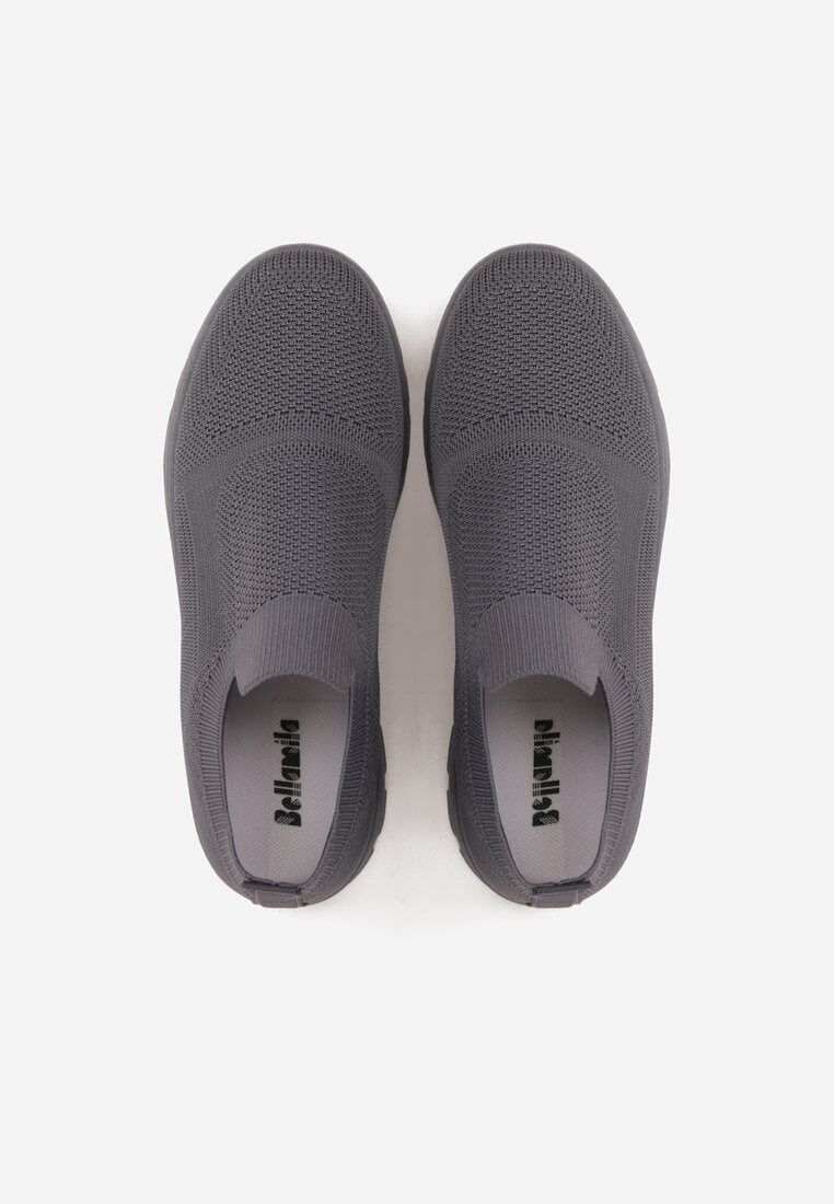 Szare Siateczkowe Buty Sportowe Sneakersy o Wsuwanym Fasonie Abhold