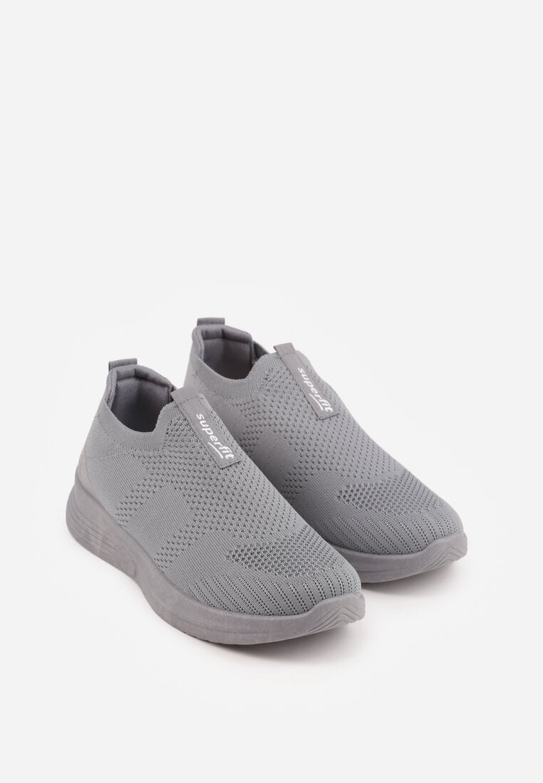 Szare Wsuwane Buty Sportowe Sneakersy z Siateczkową Cholewką Luthro