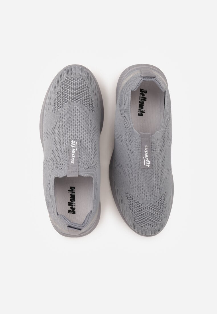 Szare Wsuwane Buty Sportowe Sneakersy z Siateczkową Cholewką Luthro