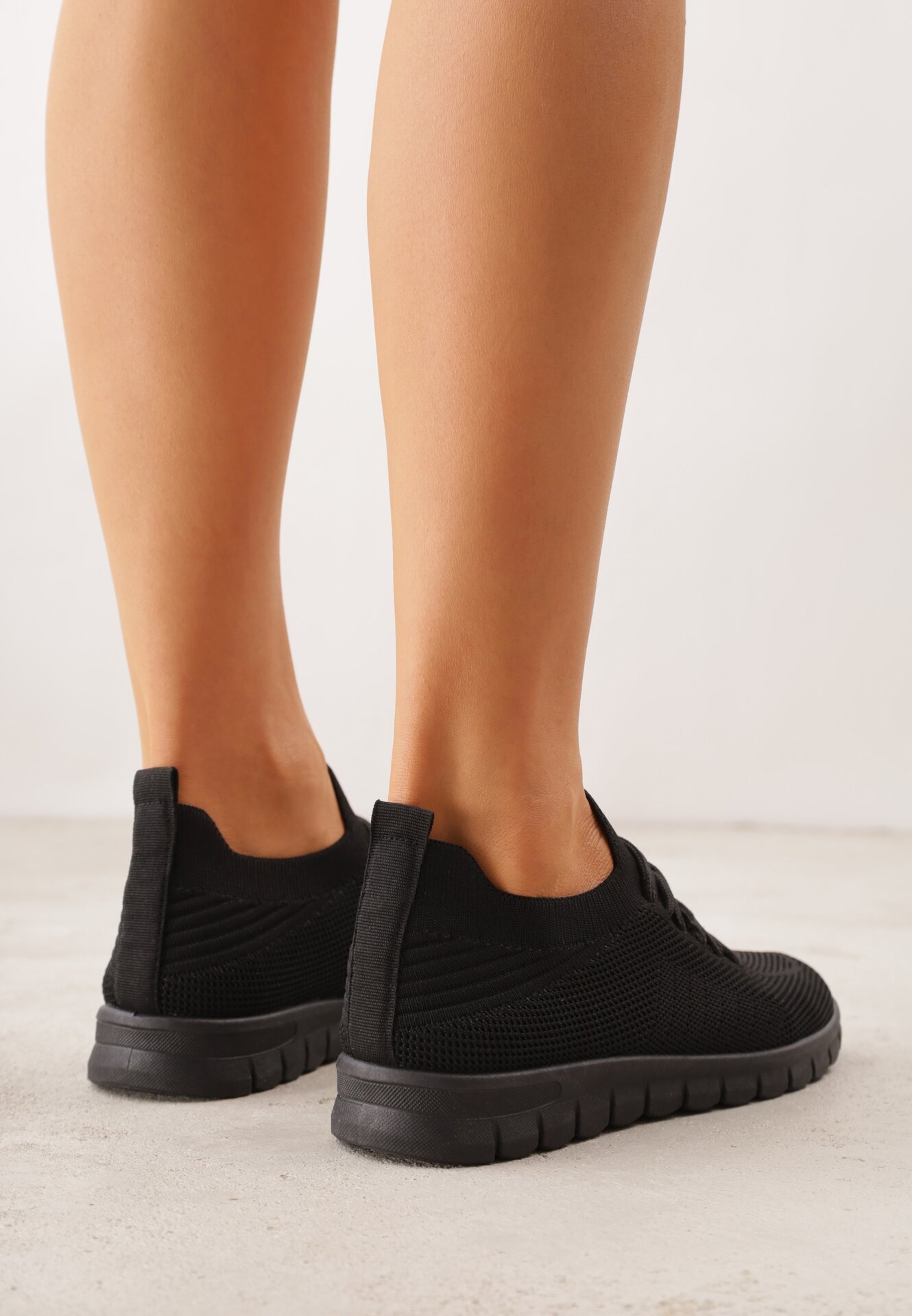 Czarne Sznurowane Buty Sportowe Sneakersy z Siateczki Caeolea