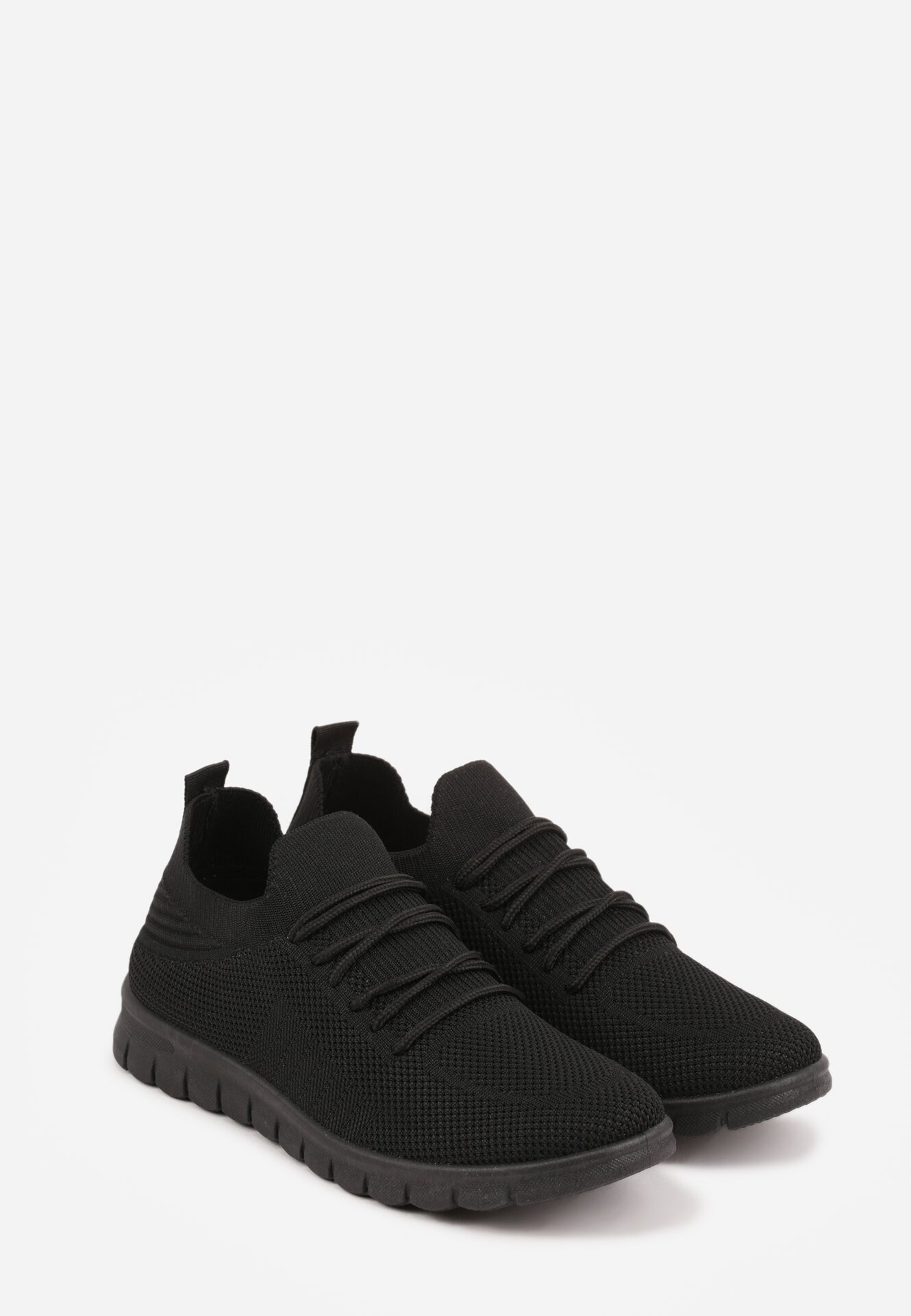 Czarne Sznurowane Buty Sportowe Sneakersy z Siateczki Caeolea