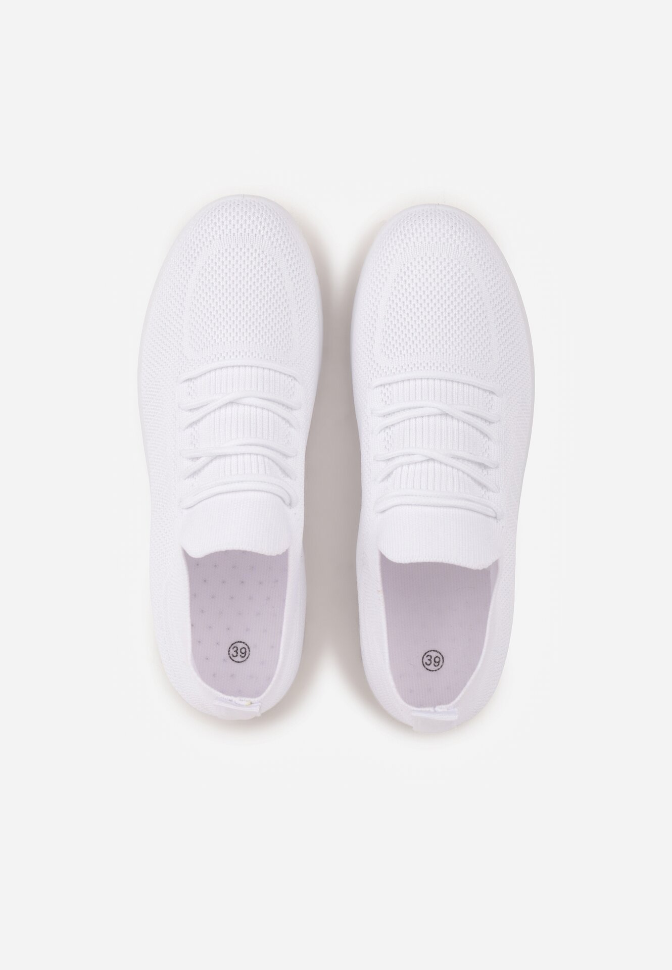 Białe Sznurowane Buty Sportowe Sneakersy z Siateczki Caeolea