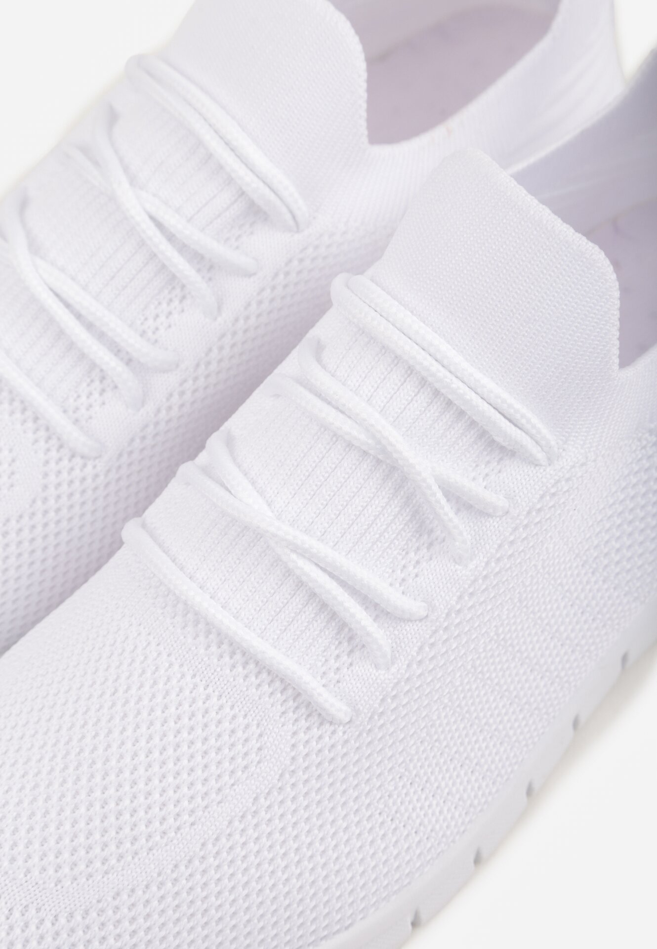 Białe Sznurowane Buty Sportowe Sneakersy z Siateczki Caeolea