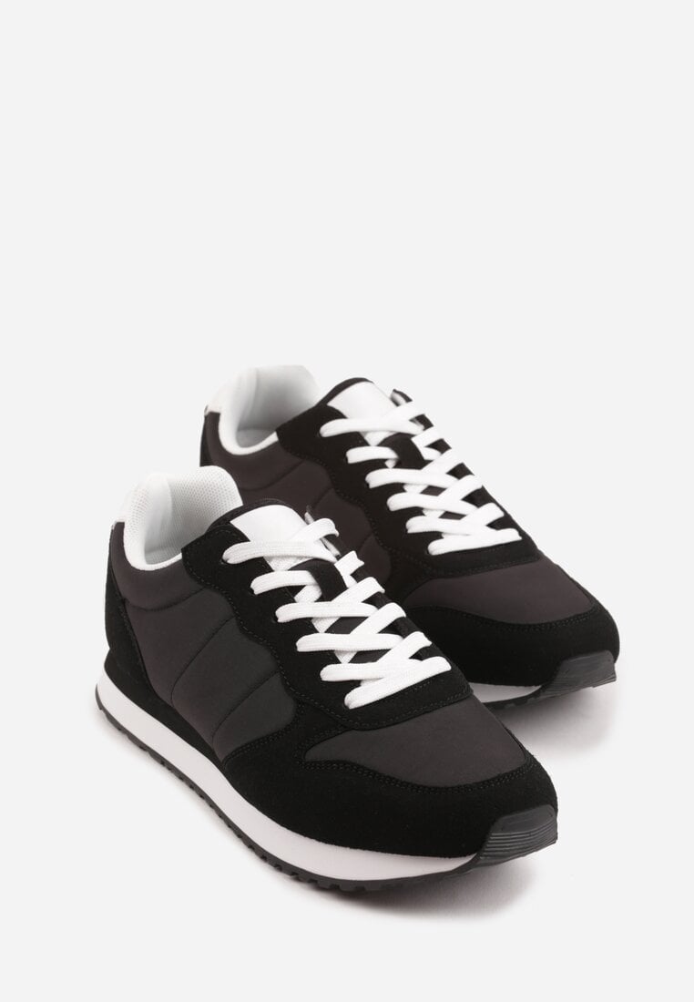 Czarne Buty Sportowe Sneakersy z Pikowanymi Przeszyciami Nelis