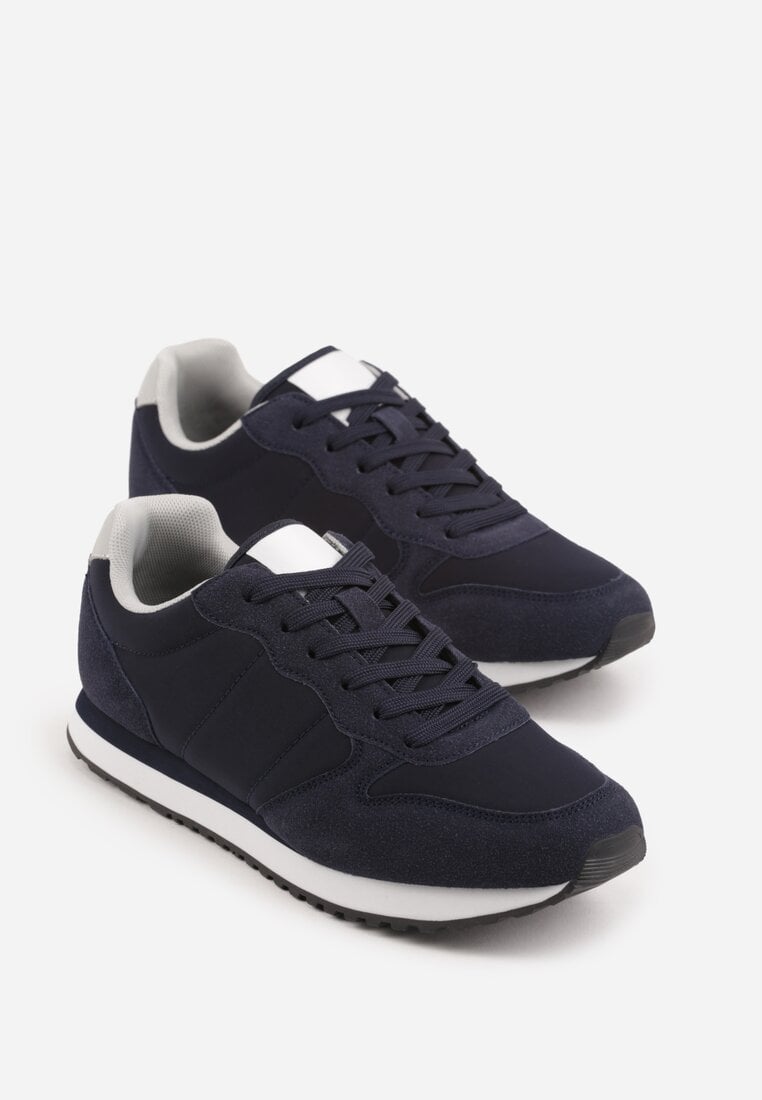 Granatowe Buty Sportowe Sneakersy z Pikowanymi Przeszyciami Nelis