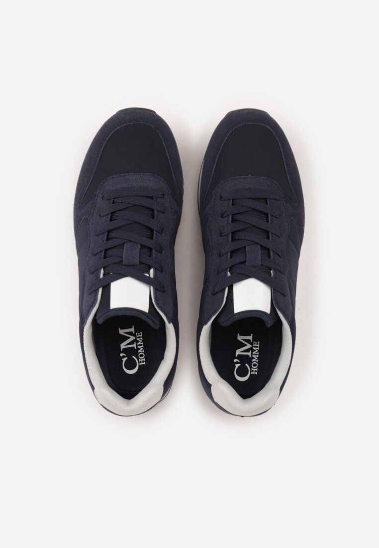 Granatowe Buty Sportowe Sneakersy z Pikowanymi Przeszyciami Nelis