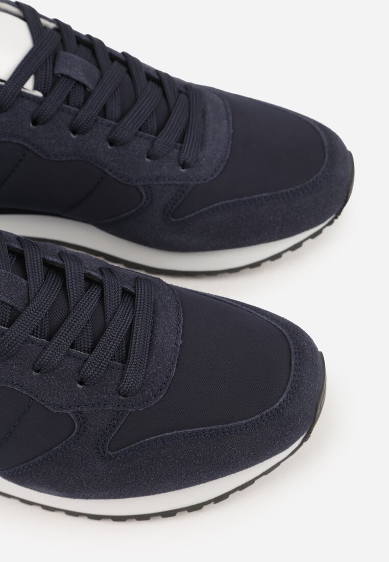 Granatowe Buty Sportowe Sneakersy z Pikowanymi Przeszyciami Nelis