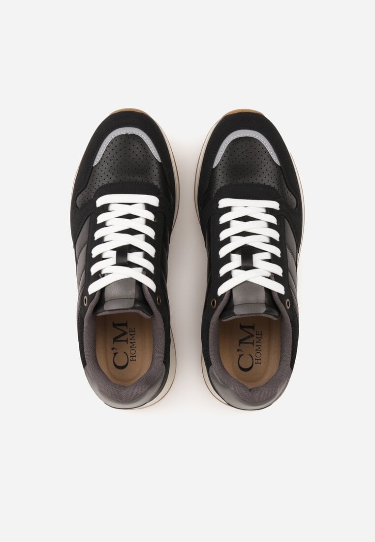 Czarne Klasyczne Buty Sportowe Sneakersy z Perforacją na Nosku Lasthora