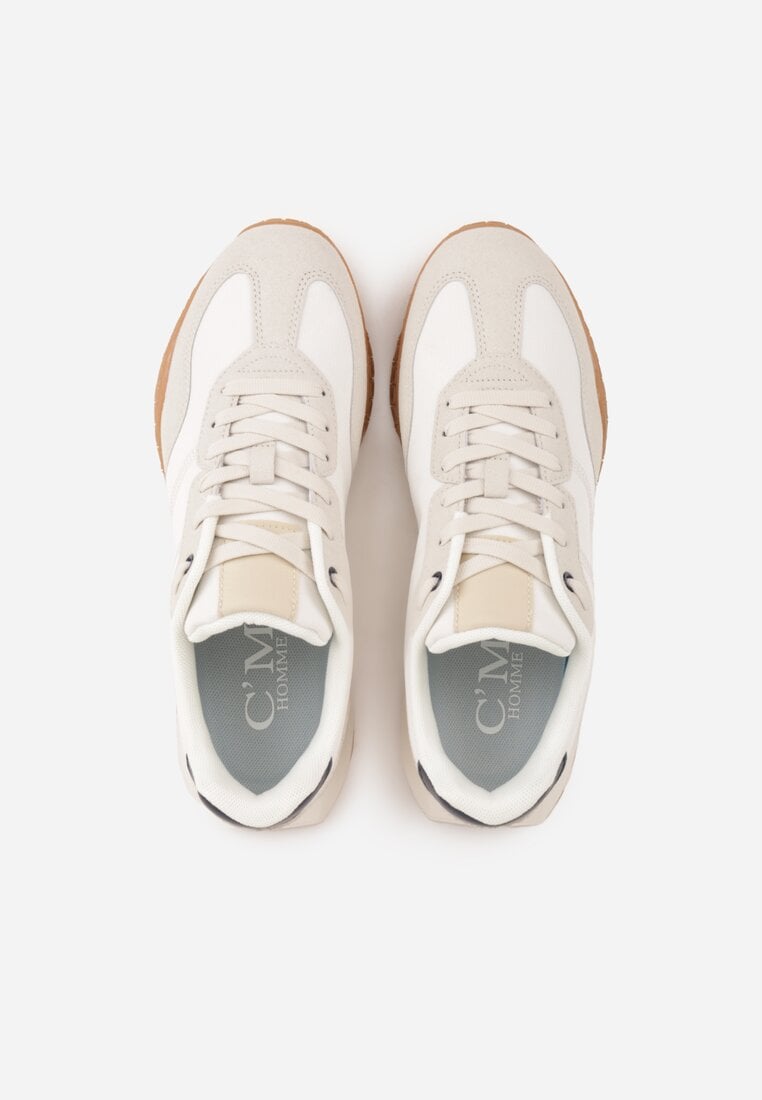 Beżowe Buty Sportowe Sneakersy z Ozdobnymi Naszyciami Aerylia