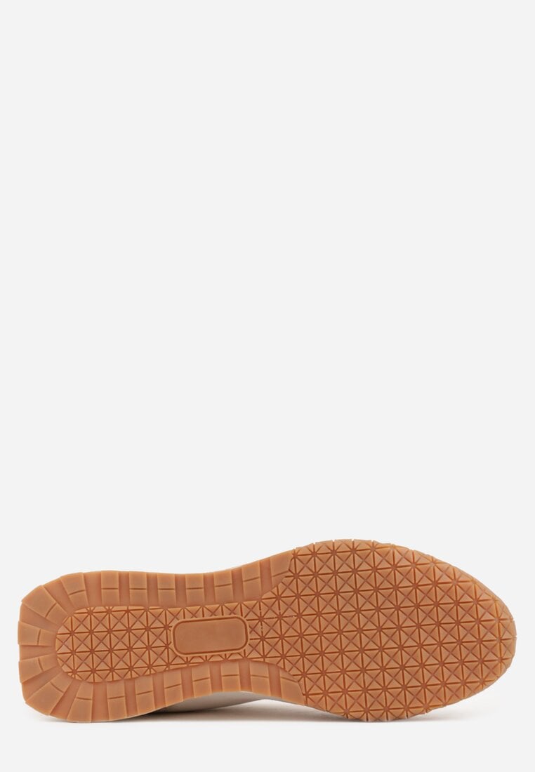 Beżowe Buty Sportowe Sneakersy z Ozdobnymi Naszyciami Aerylia