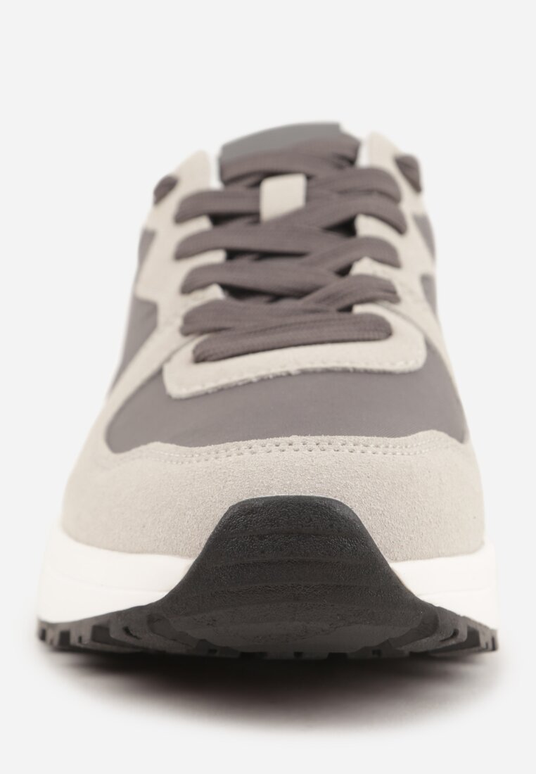 Szare Buty Sportowe Sneakersy na Grubej Podeszwie Nerola