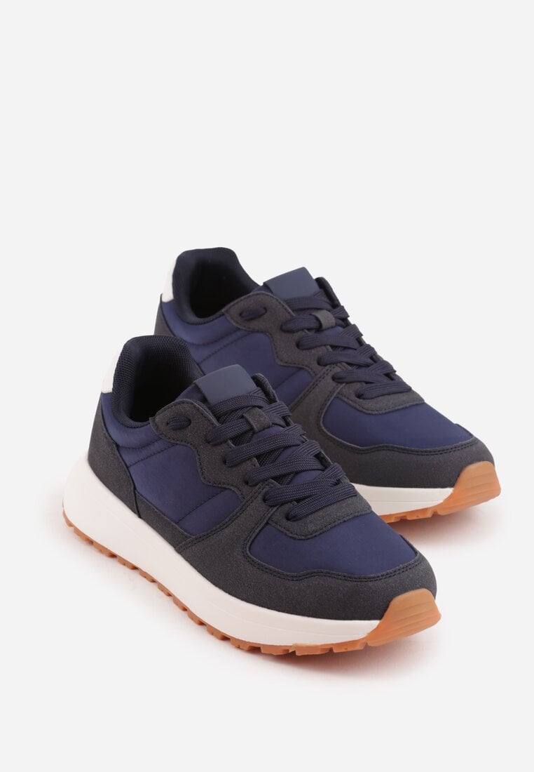 Granatowe Buty Sportowe Sneakersy na Grubej Podeszwie Nerola