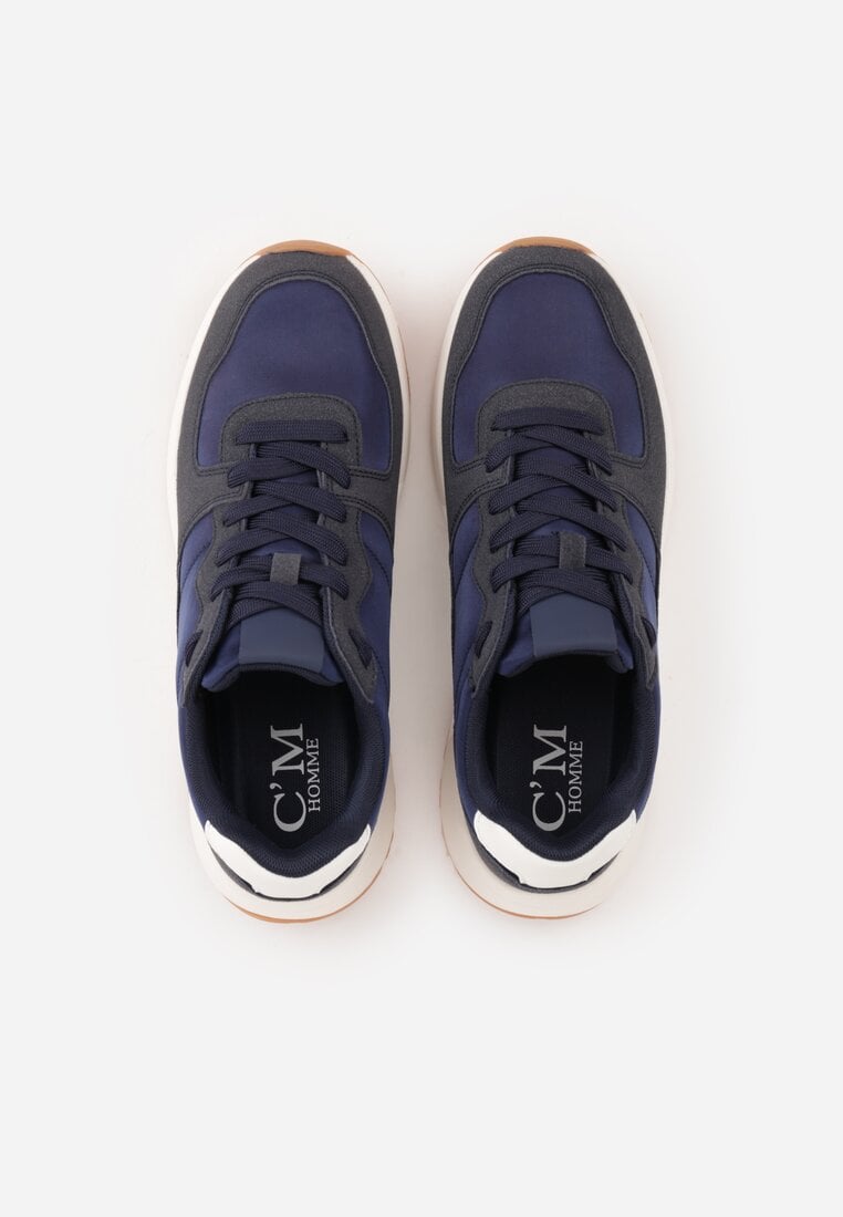 Granatowe Buty Sportowe Sneakersy na Grubej Podeszwie Nerola