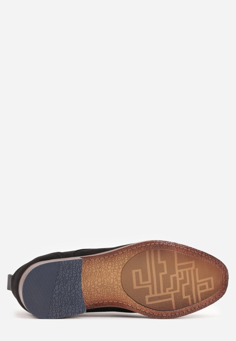 Czarne Sznurowane Półbuty z Imitacji Zamszu w Eleganckim Stylu Rhodica