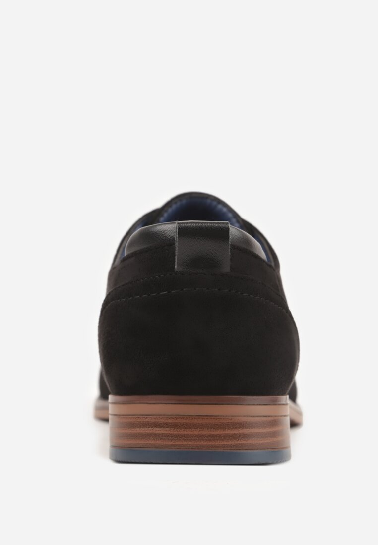 Czarne Sznurowane Półbuty z Imitacji Zamszu w Eleganckim Stylu Rhodica