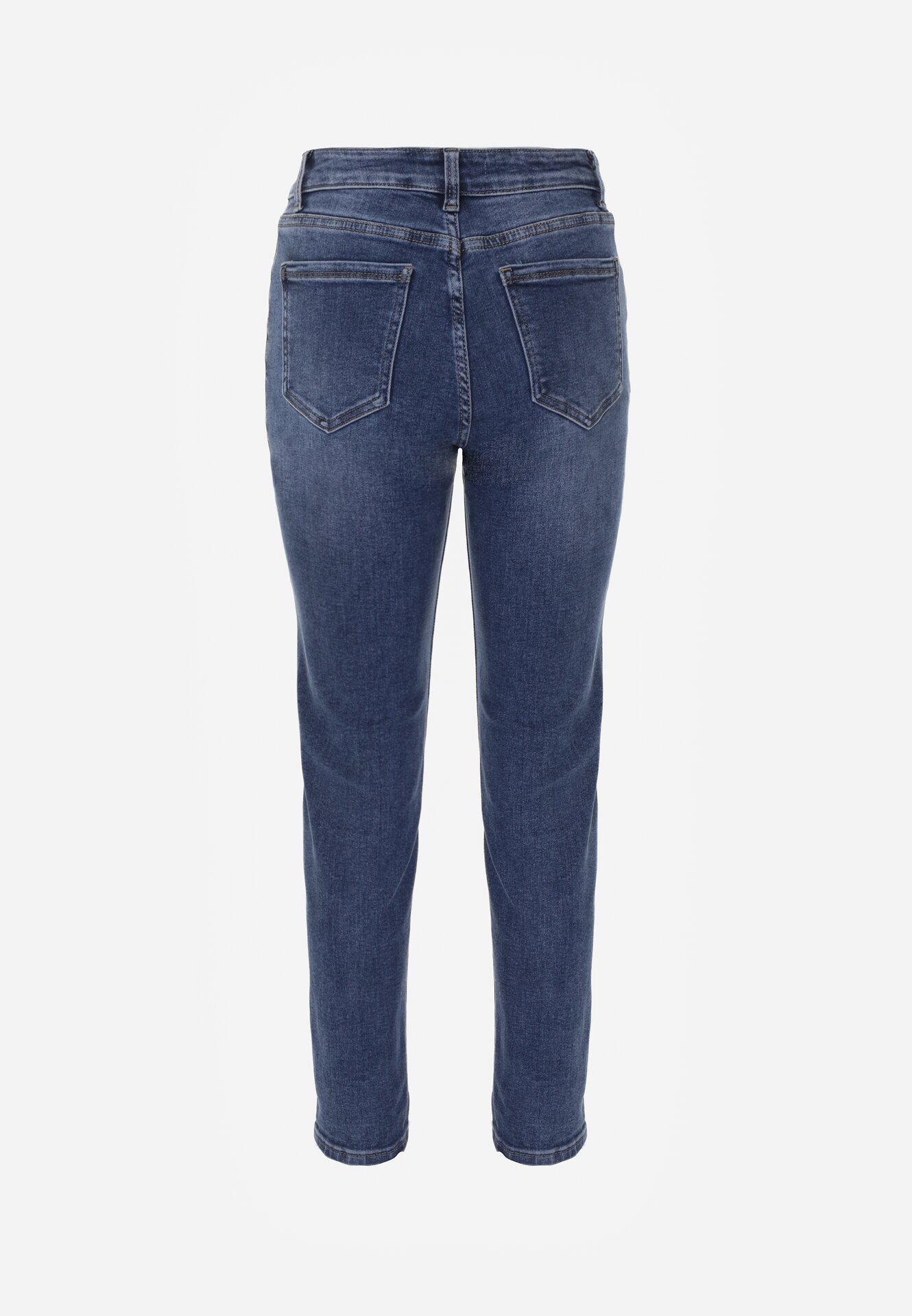 Niebieskie Jeansy Mom Fit z Bawełną i Regularnym Stanem Rolovia