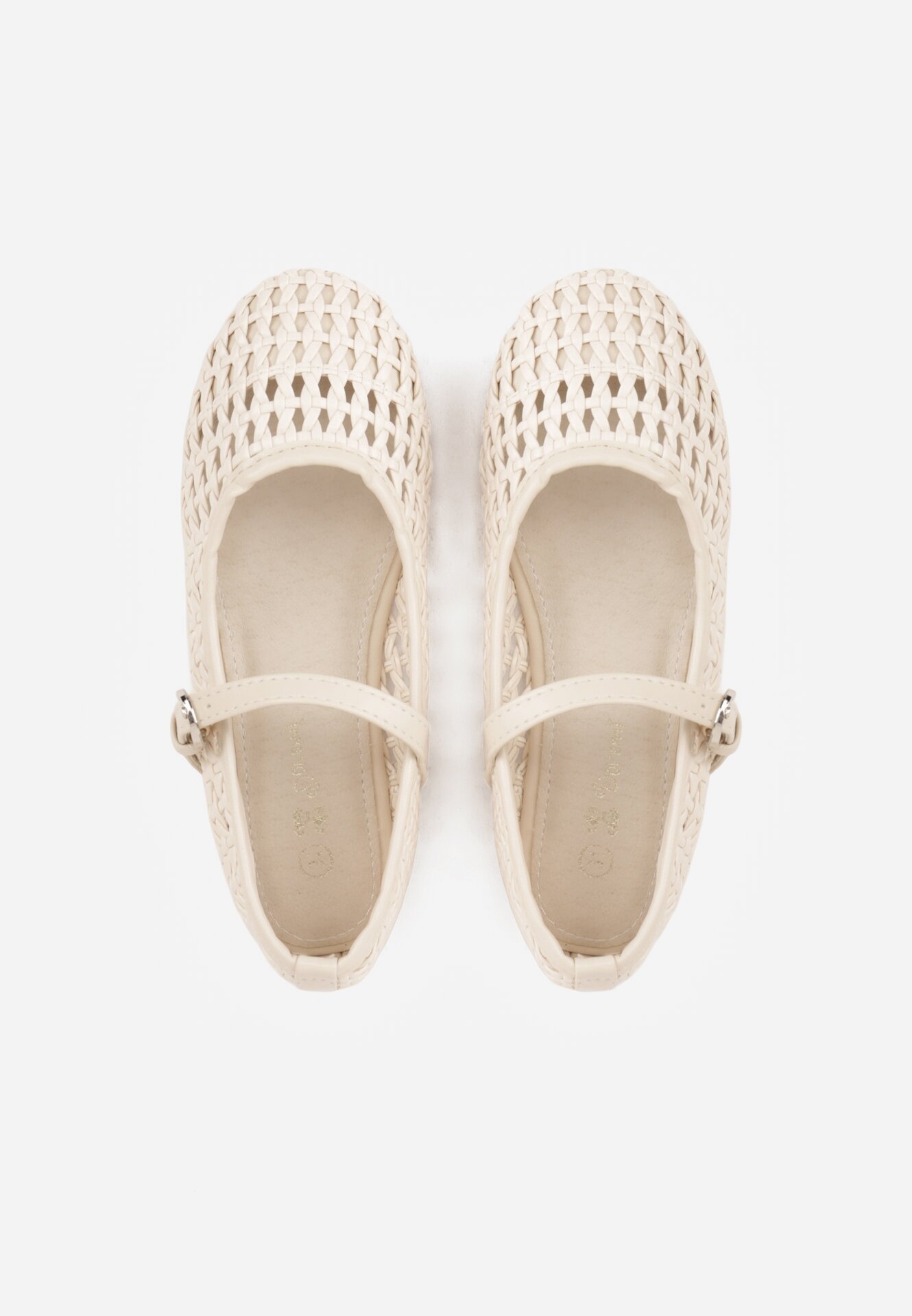 Beżowe Balerinki Ozdobione Plecionką i Paskiem Tesenia