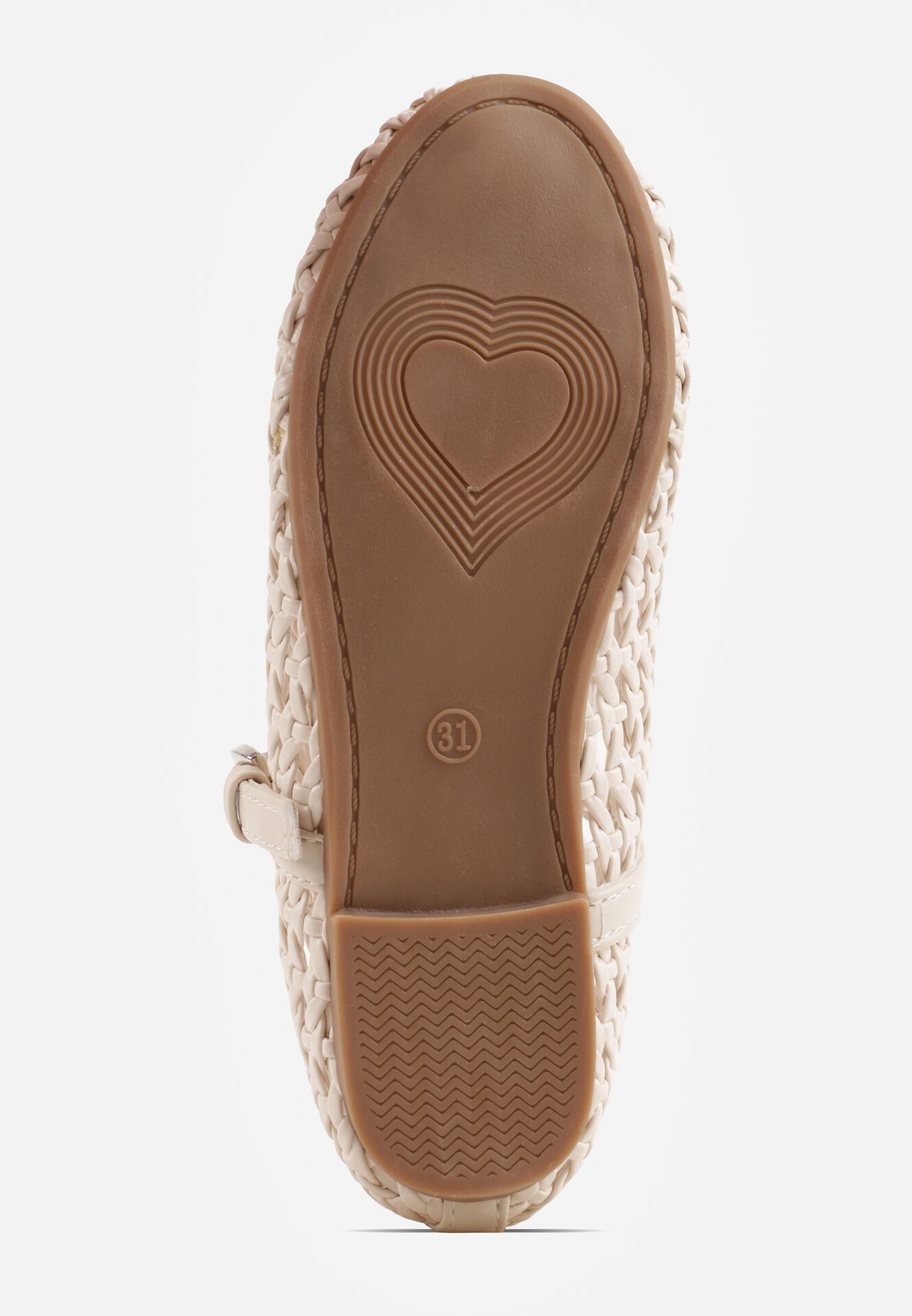 Beżowe Balerinki Ozdobione Plecionką i Paskiem Tesenia