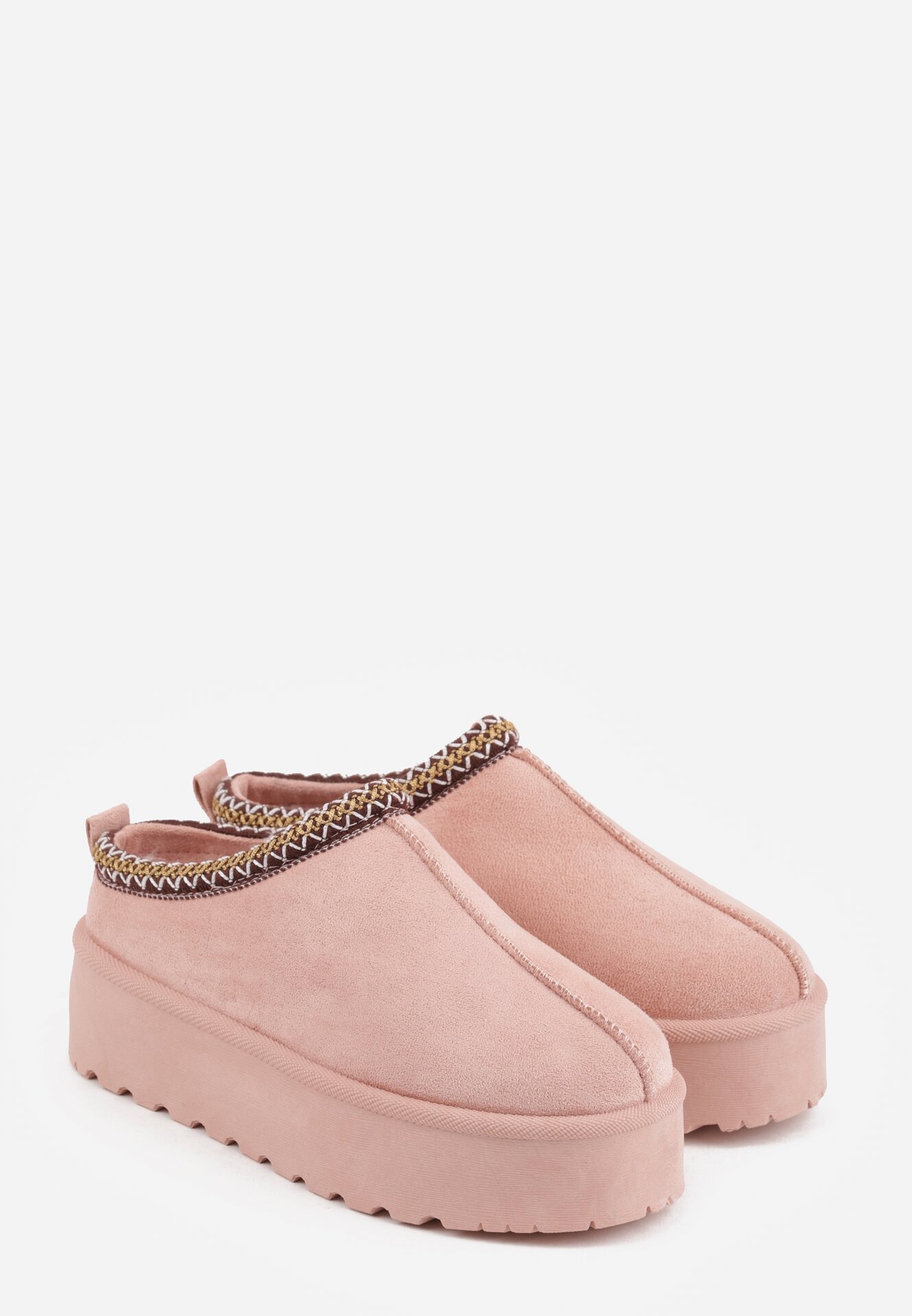 Różowe Śniegowce na Grubej Podeszwie z Ozdobnym Haftem Zivirae