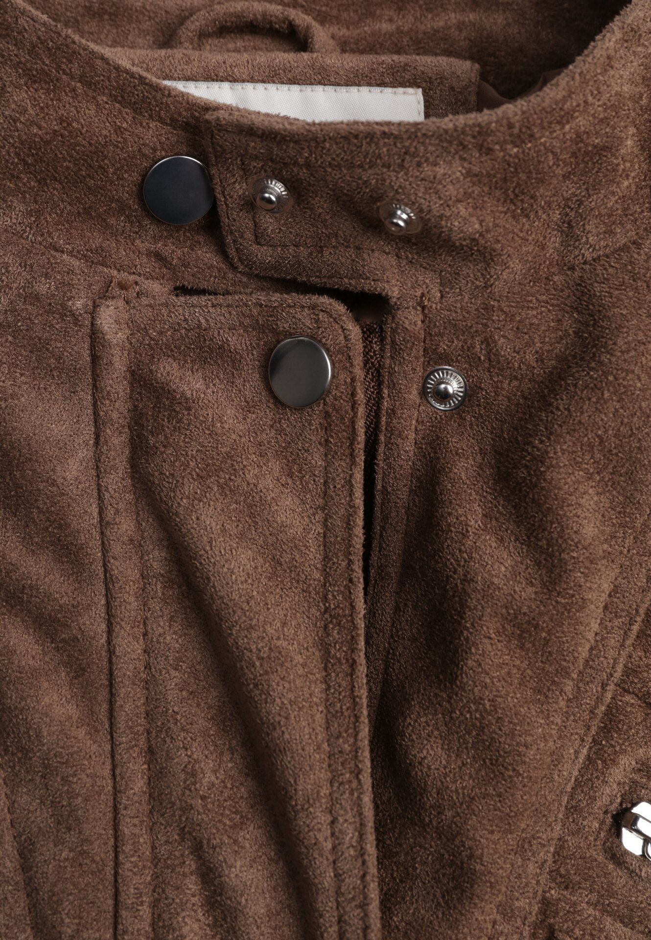 Brązowa Kurtka z Imitacji Zamszu w Stylu Utility z Suwakami i Paskiem Birasa