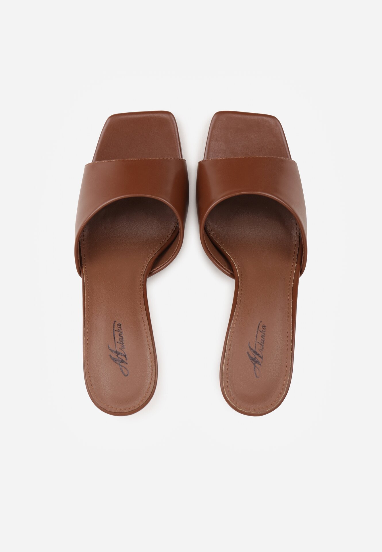 Brązowe Klapki na Szpilce z Kwadratowym Noskiem Mellota