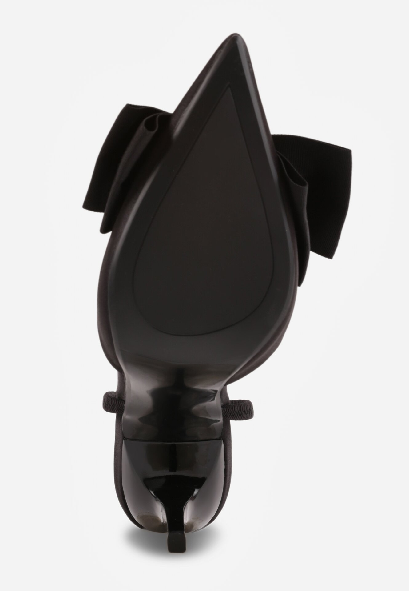 Czarne Satynowe Szpilki z Odkrytą Piętą i Ozdobną Kokardą Argatea