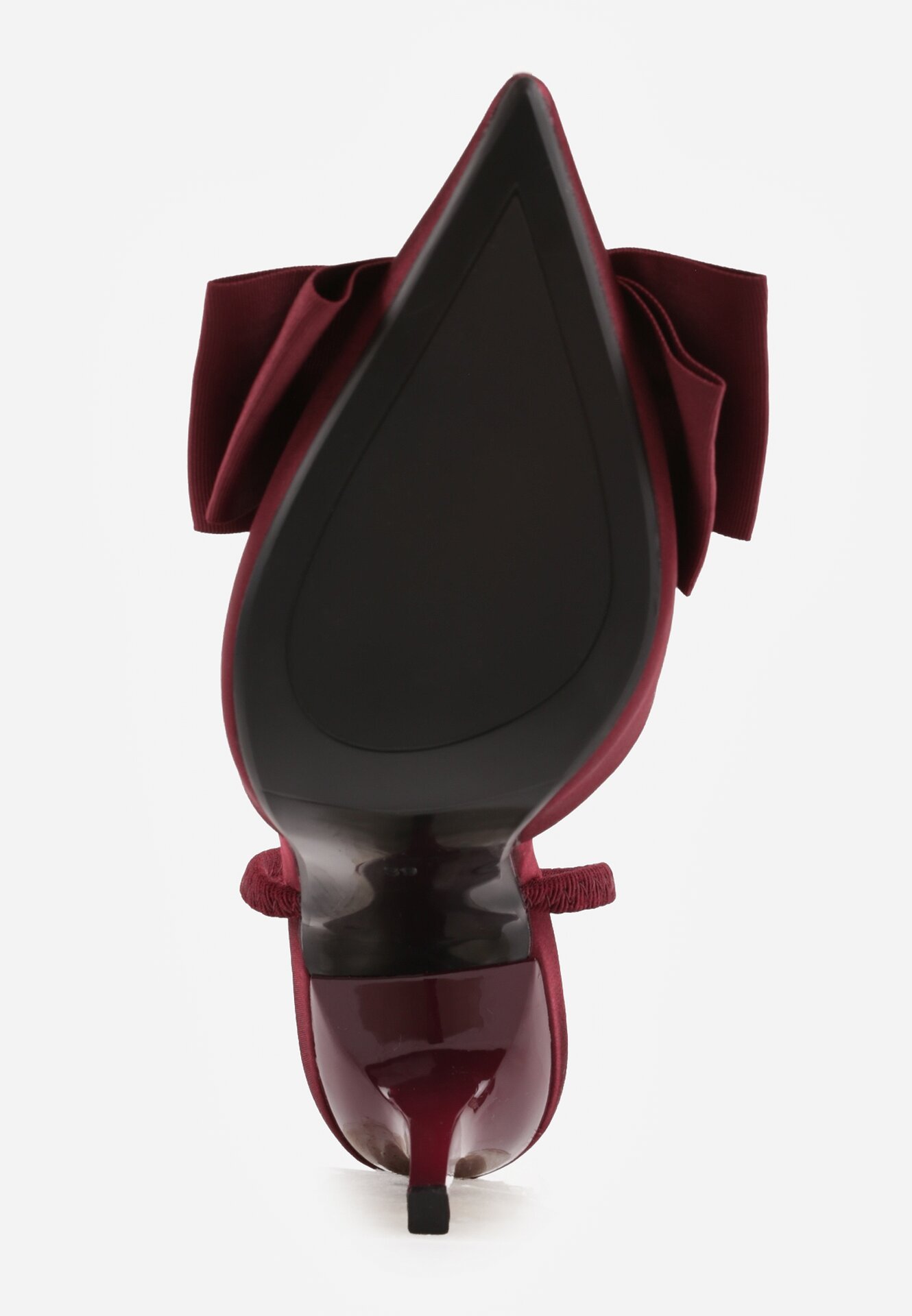 Bordowe Satynowe Szpilki z Odkrytą Piętą i Ozdobną Kokardą Argatea