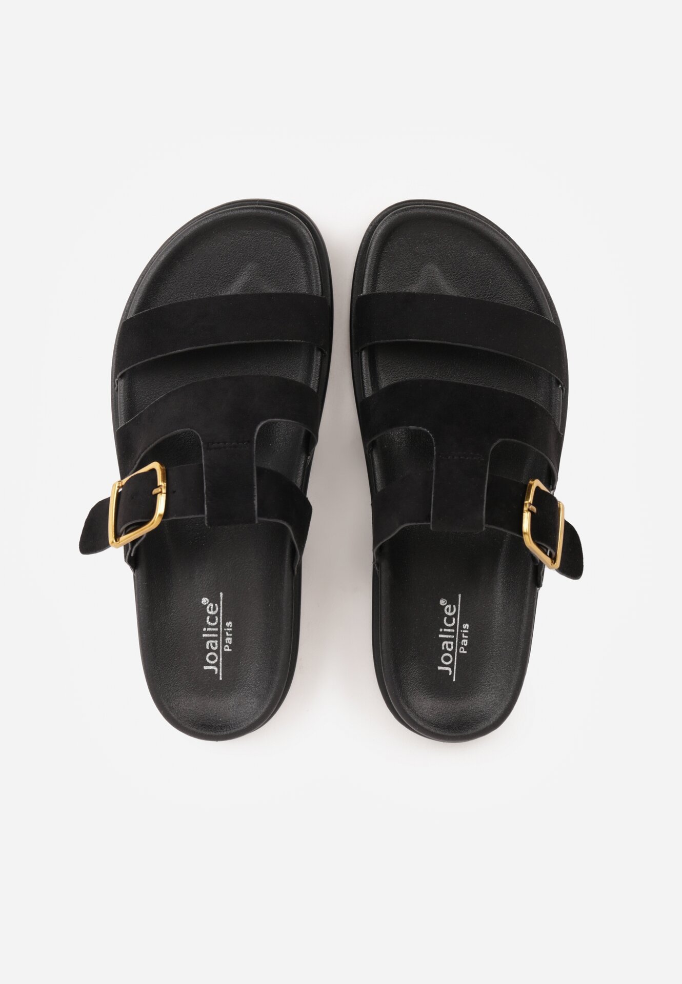 Czarne Klapki z Geometryczną Cholewką i Klamrą z Boku Endrita