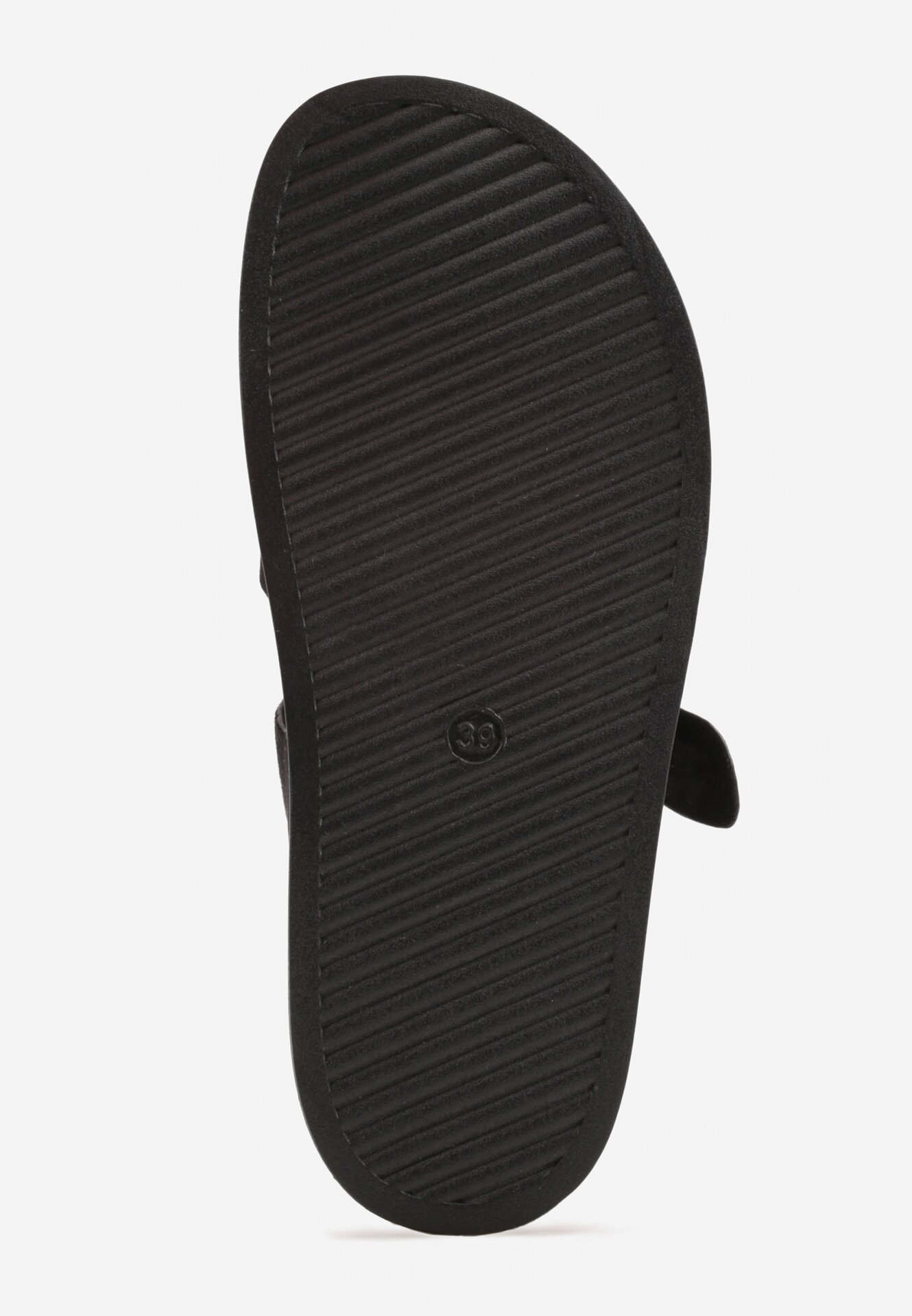Czarne Klapki z Geometryczną Cholewką i Klamrą z Boku Endrita