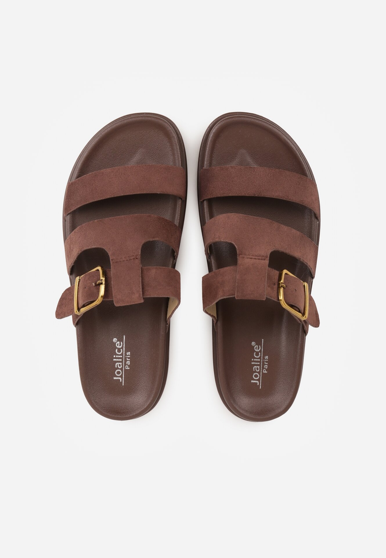 Brązowe Klapki z Geometryczną Cholewką i Klamrą z Boku Endrita