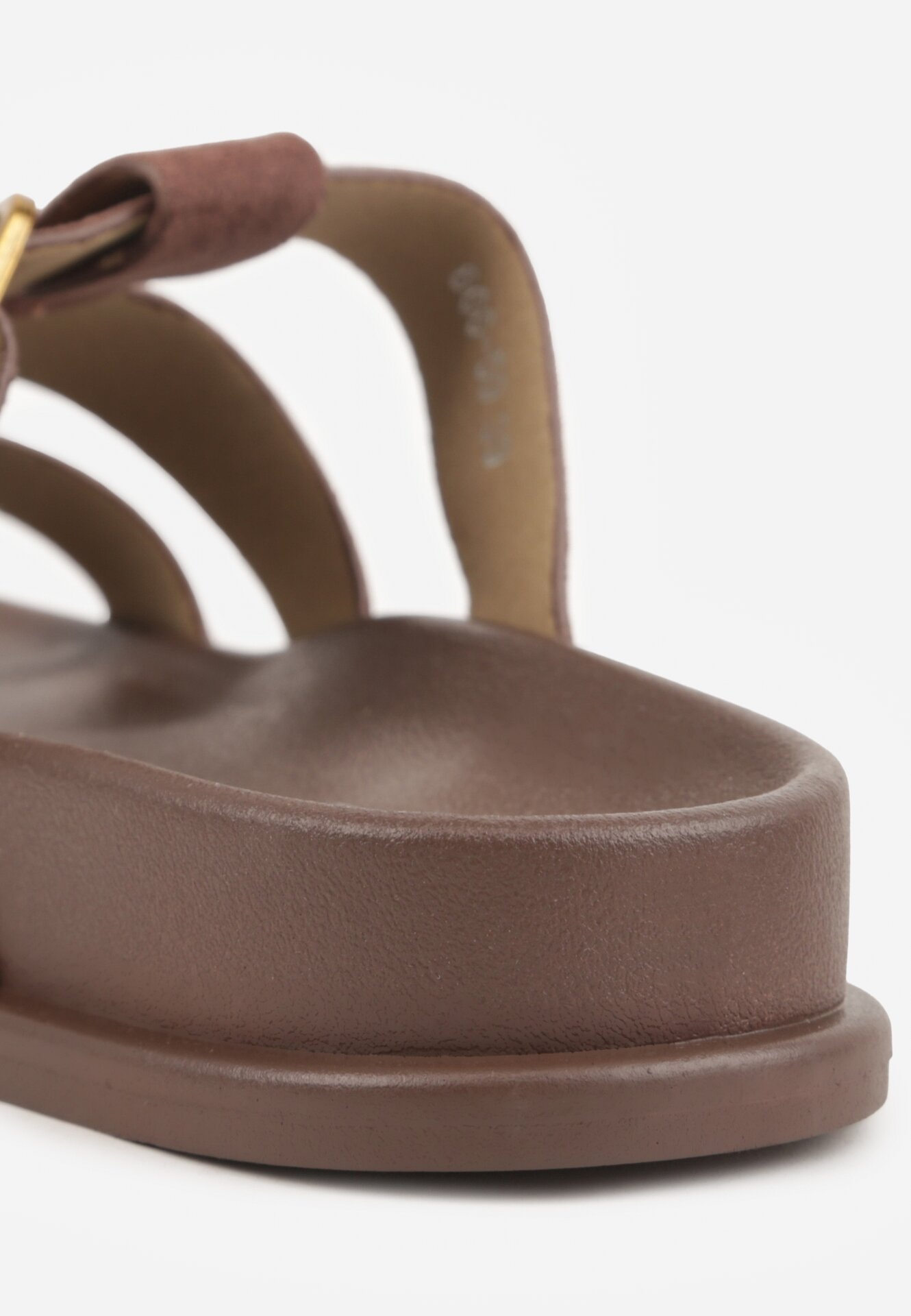 Brązowe Klapki z Geometryczną Cholewką i Klamrą z Boku Endrita