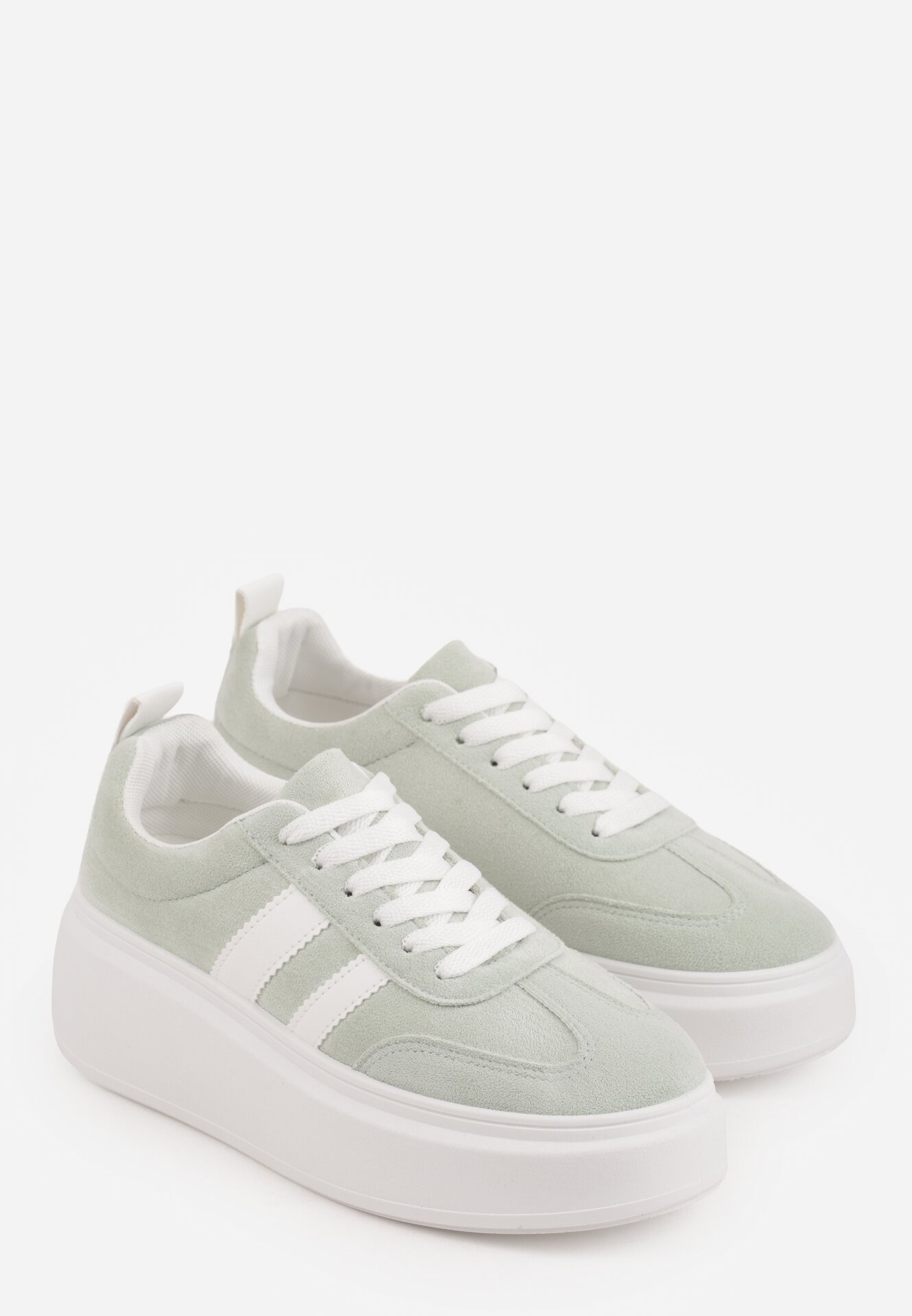 Zielone Sneakersy w Stylu Klasycznych Tenisówek na Grubej Podeszwie Rediree