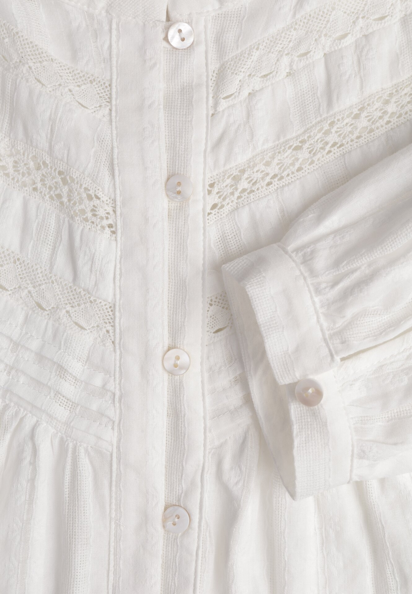Biała Bawełniana Rustykalna Koszula ze Stójką i Koronkowymi Wstawkami Felielia