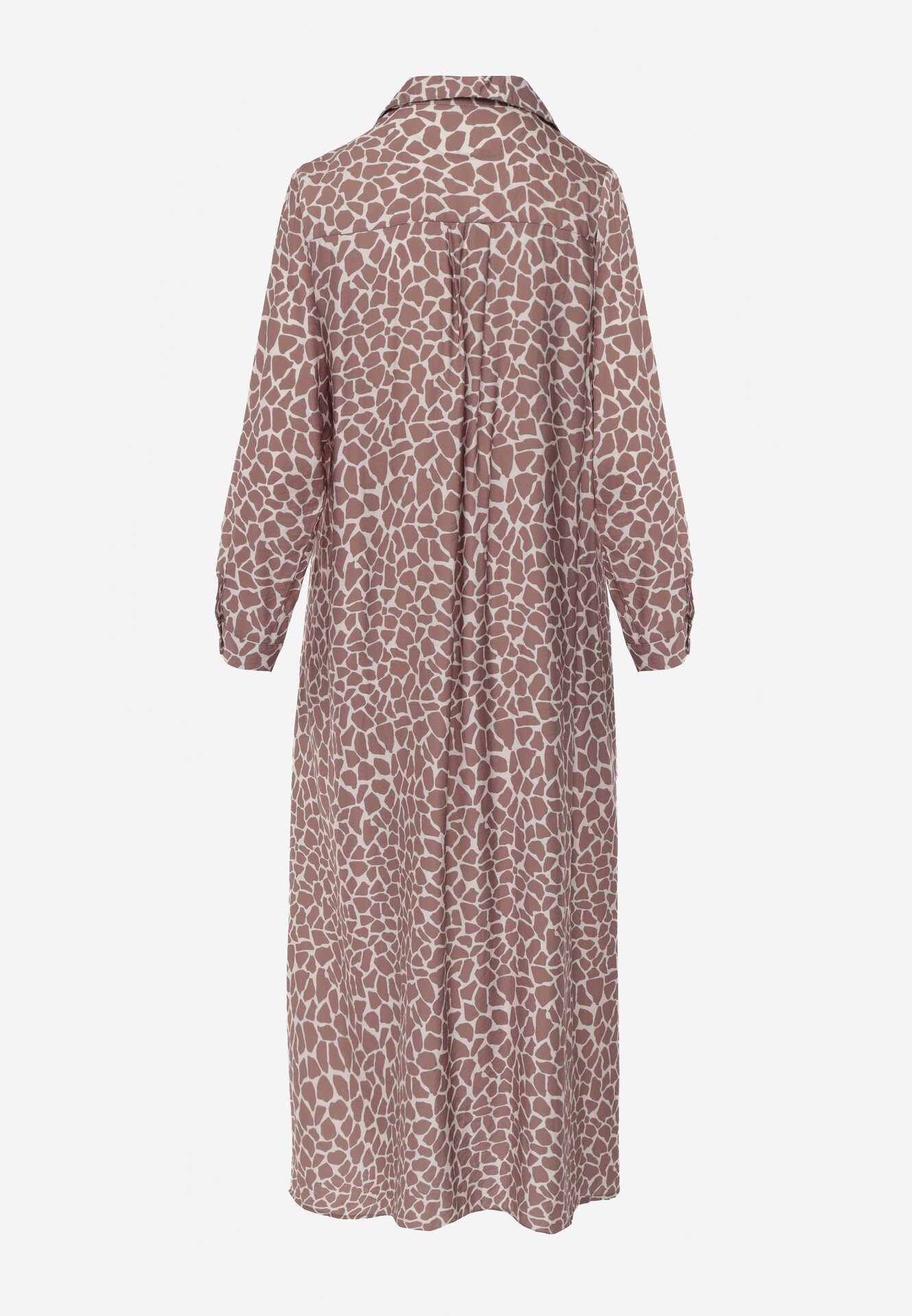 Beżowa Sukienka Koszulowa z Wiskozą w Zwierzęcy Wzór Żyrafy Nevetalia
