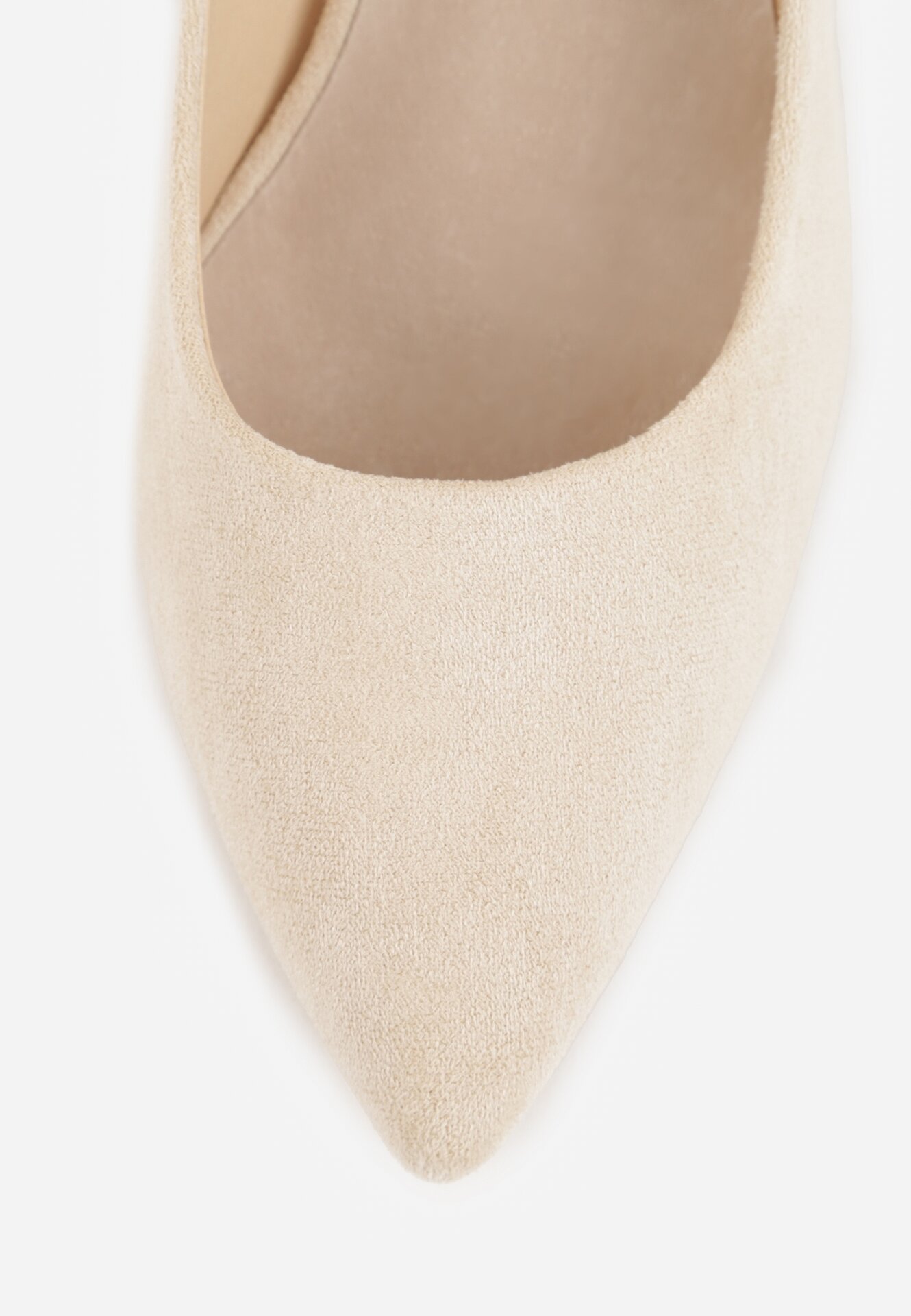 Beżowe Czółenka na Obcasie ze Skórzaną Wkładką i Metaliczną Wstawką Rasmone