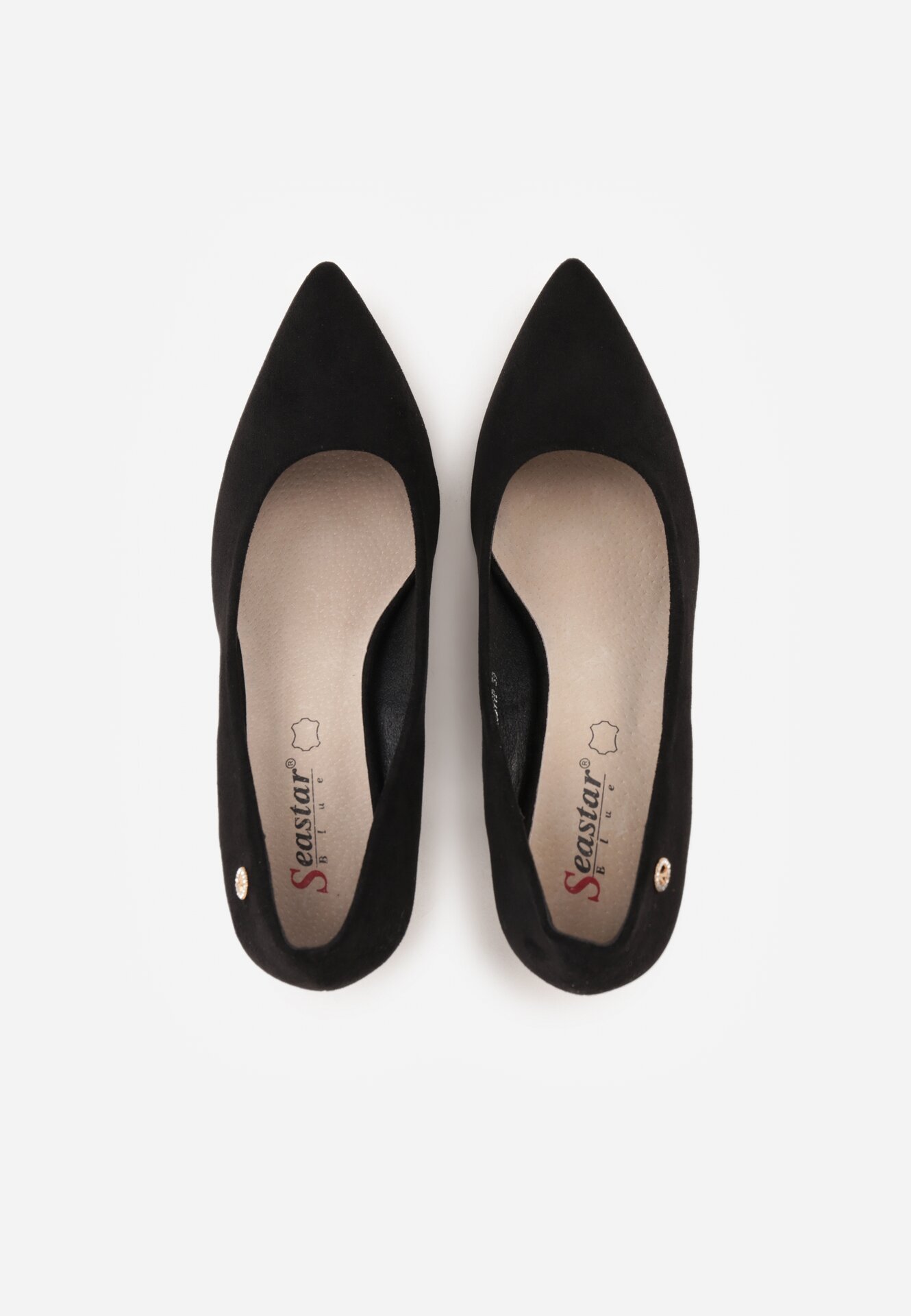 Czarne Czółenka na Obcasie ze Skórzaną Wkładką i Metaliczną Wstawką Rasmone