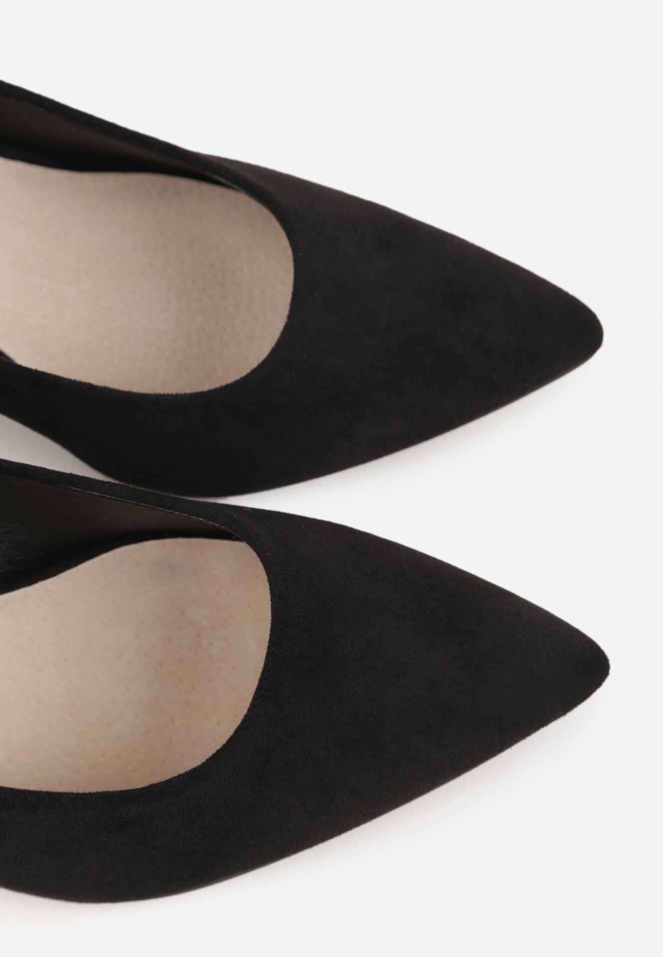 Czarne Czółenka na Obcasie ze Skórzaną Wkładką i Metaliczną Wstawką Rasmone