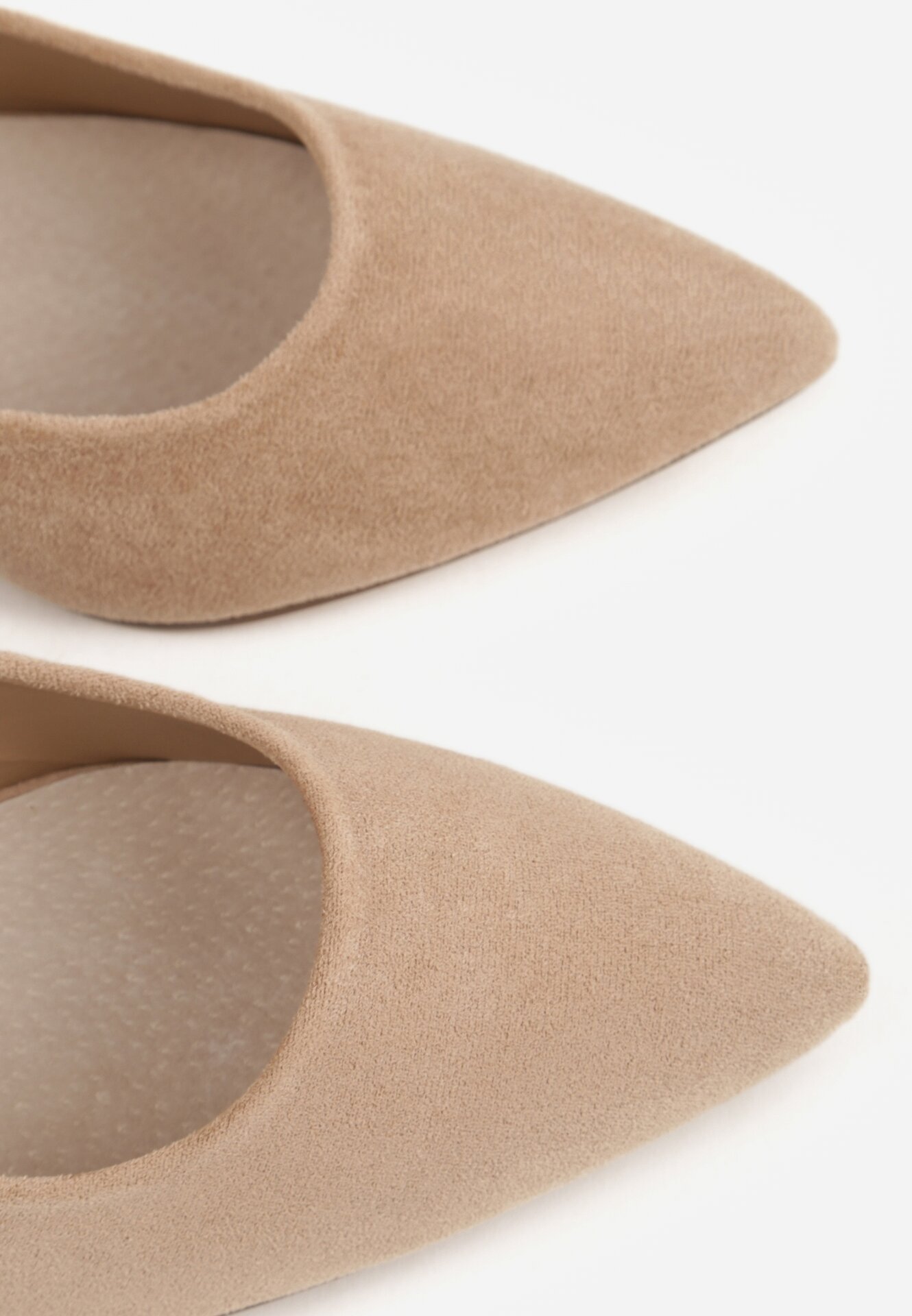 Ciemnobeżowe Czółenka na Obcasie ze Skórzaną Wkładką i Metaliczną Wstawką Rasmone