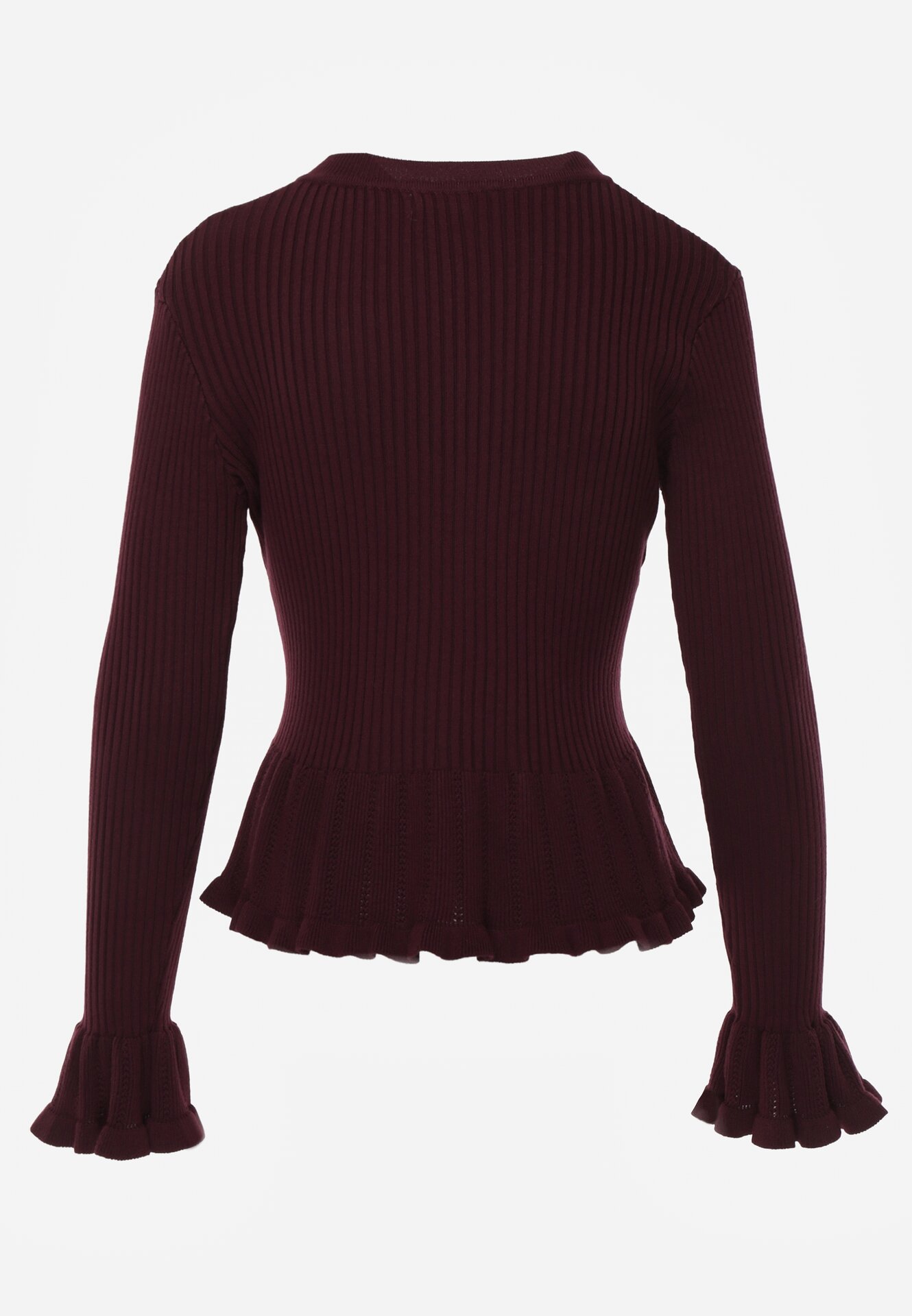 Fioletowy Elegancki Kardigan z Wiskozy z Falbankami i Guzikami z Cyrkoniami Orsea