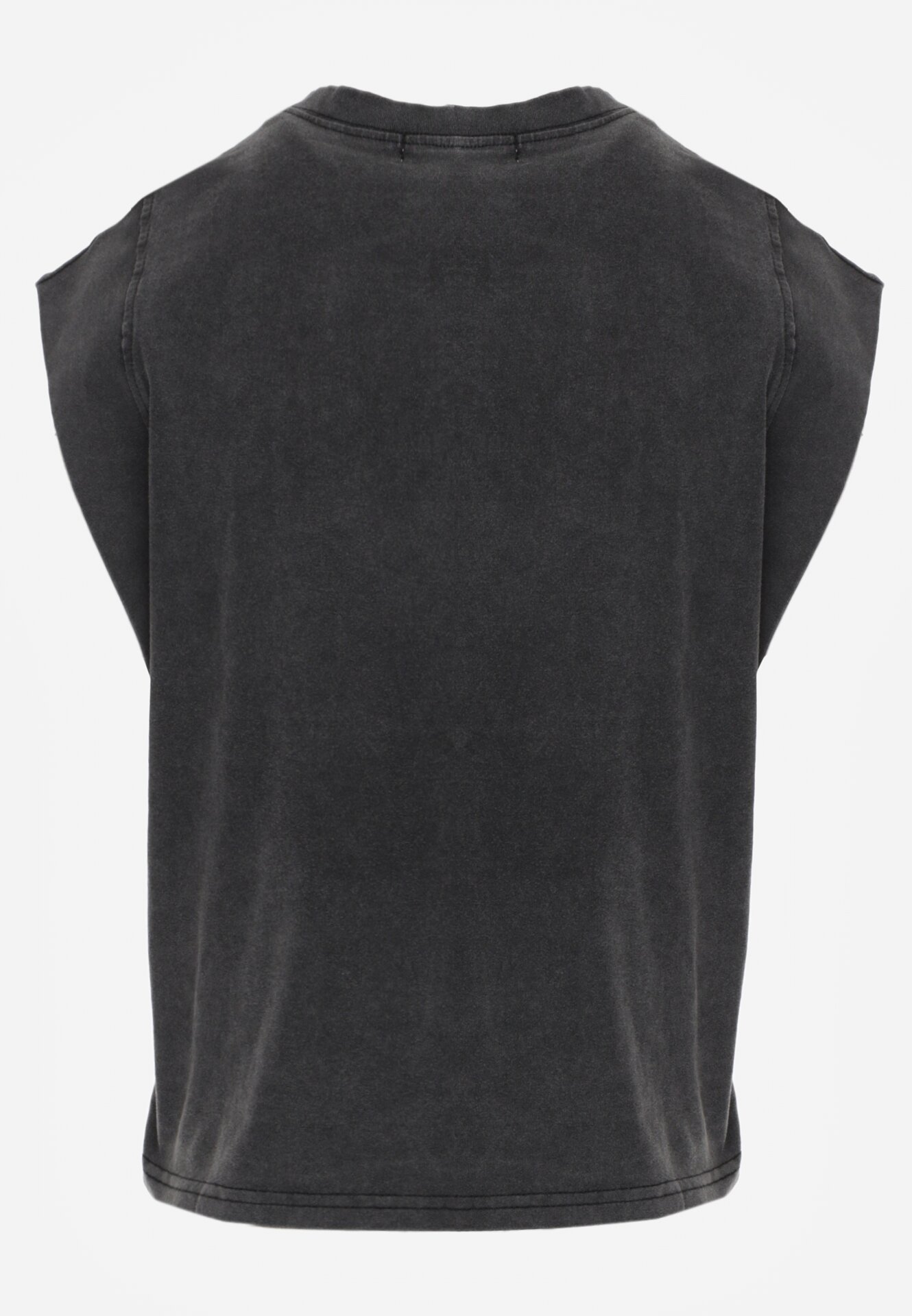 Czarny Bawełniany Top z Efektem Sprania Belatia