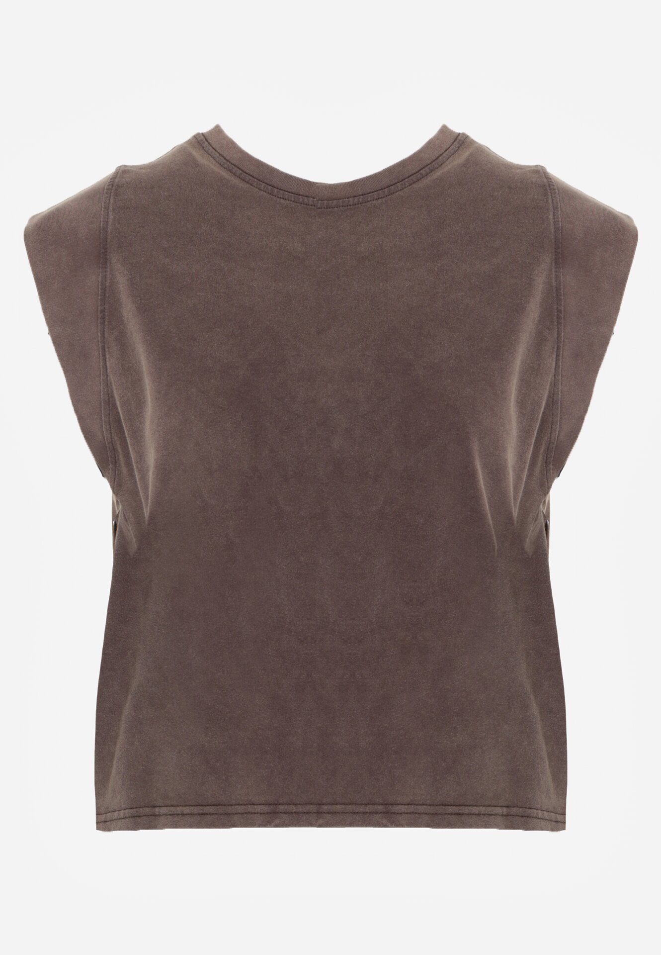 Brązowy Bawełniany Top z Efektem Sprania Belatia