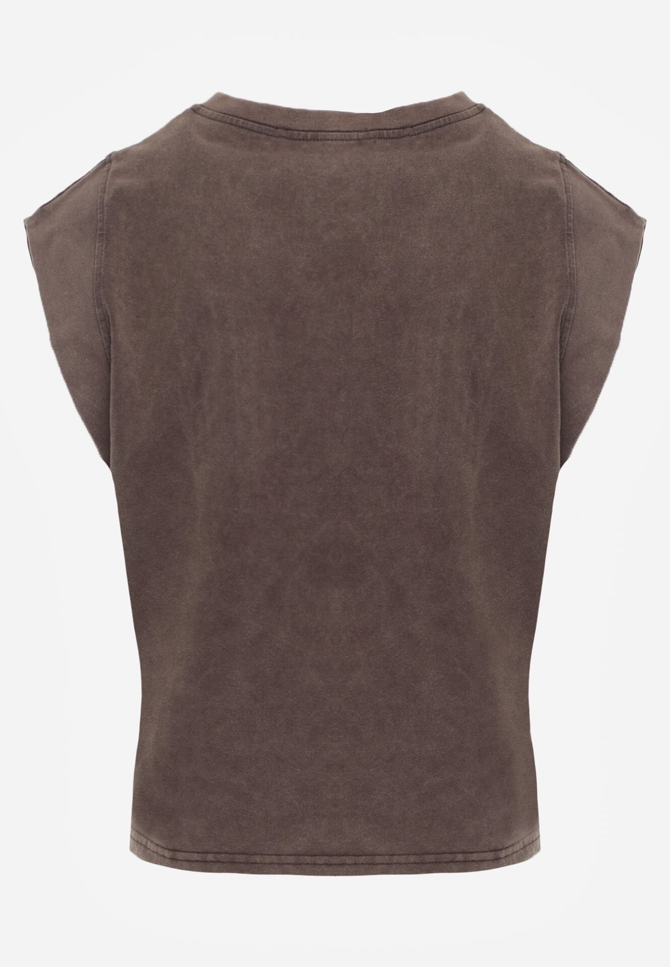 Brązowy Bawełniany Top z Efektem Sprania Belatia