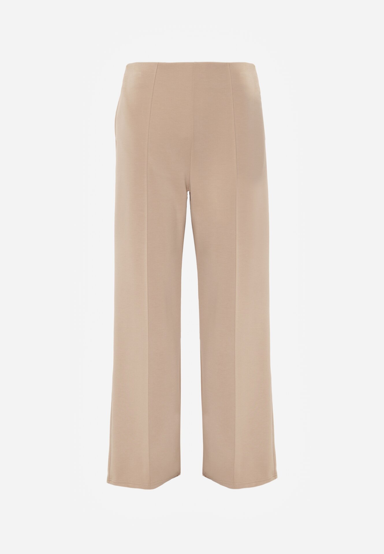 Beżowe Eleganckie Spodnie z Bawełny i Wiskozy w Kant Valelia