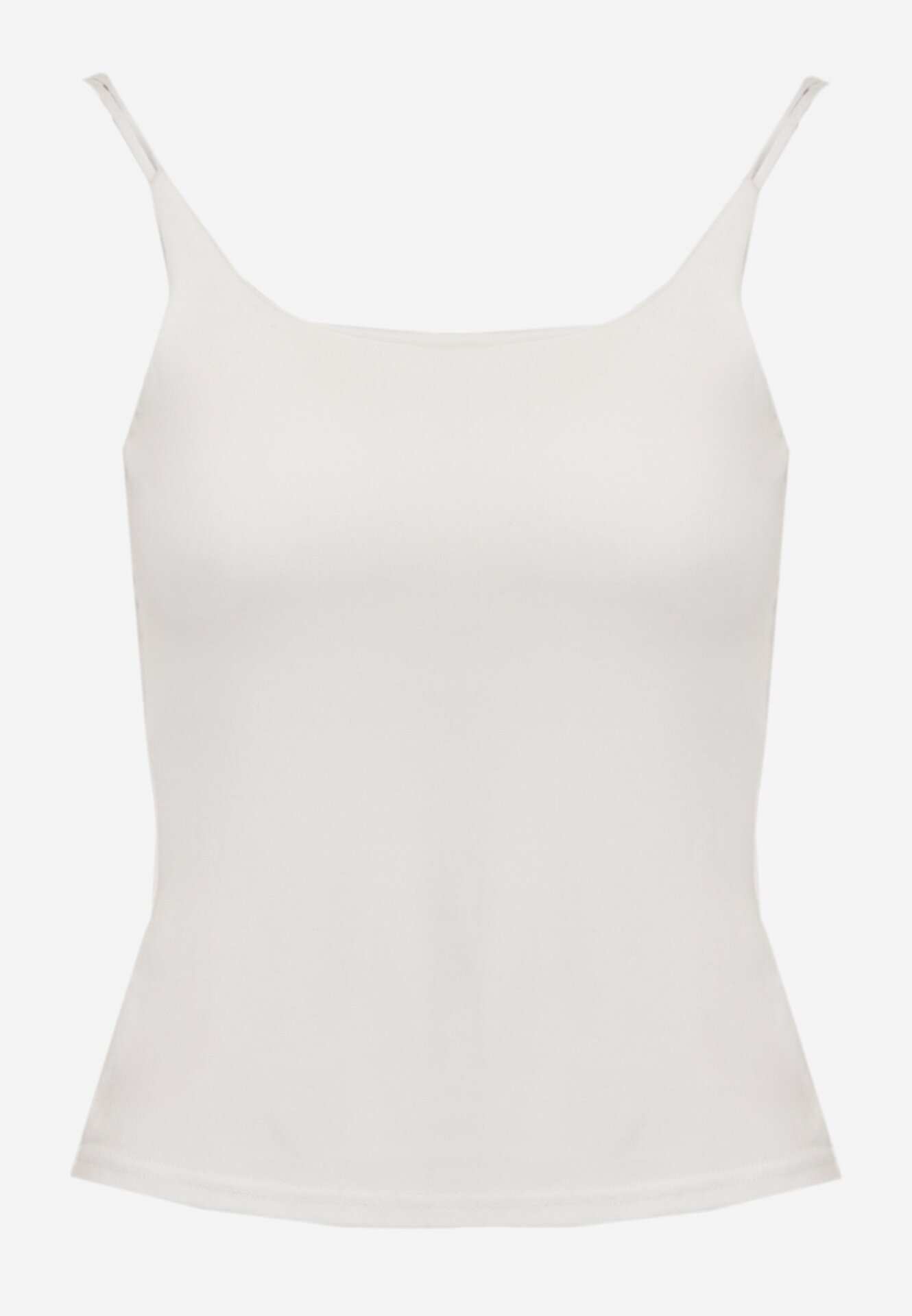 Biały Wiskozowy Top z Podwójnymi Ramiączkami Hendrea